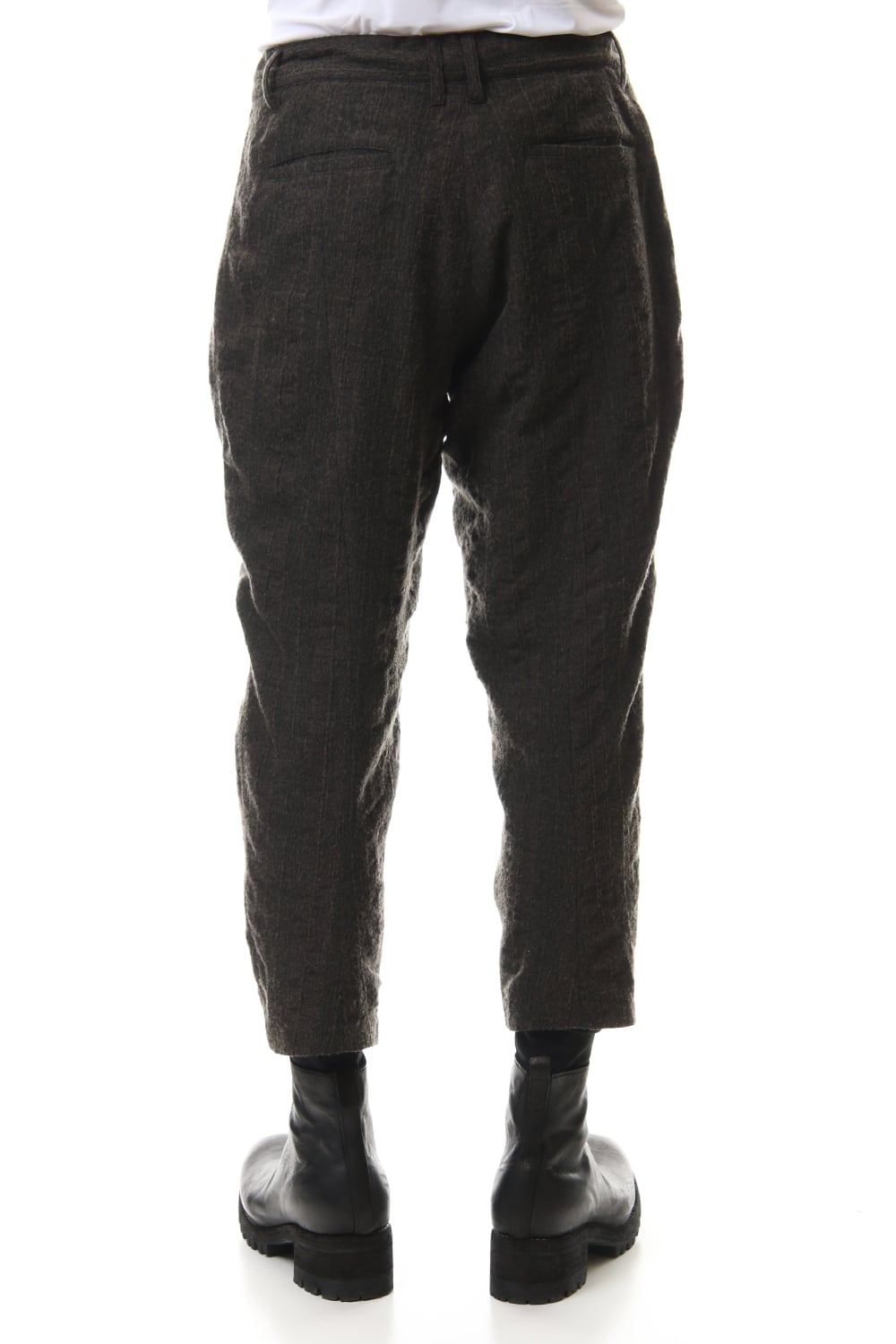 Wool Rayon Cotton Jacquard stripe Tapered cropped pants Black