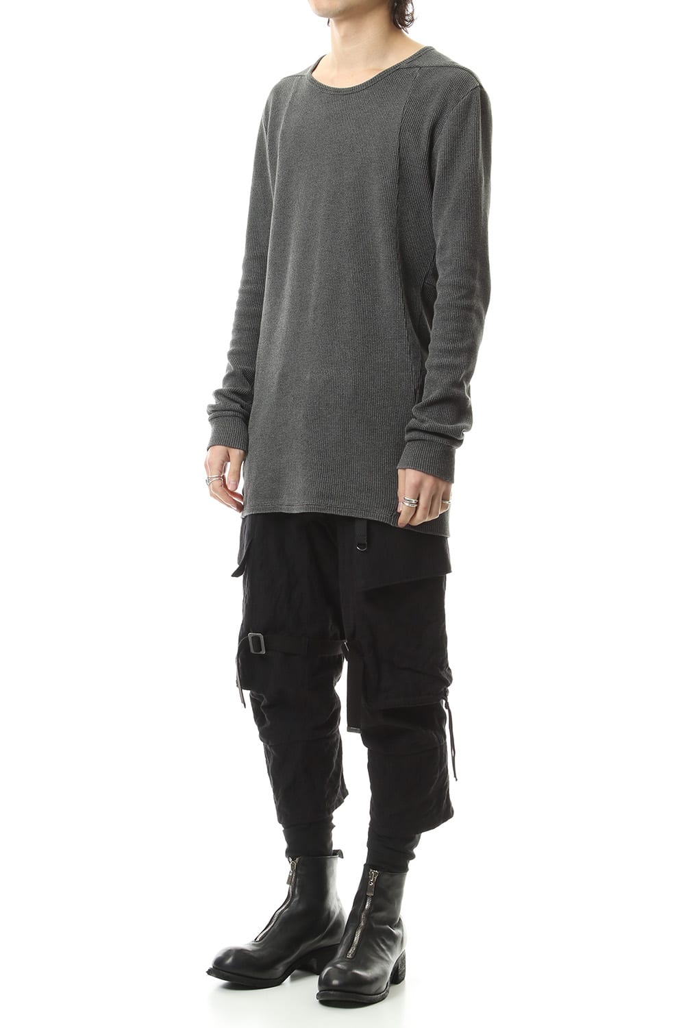 Stainless Mixed Silk Cotton Layered Cargo Cropped Pants