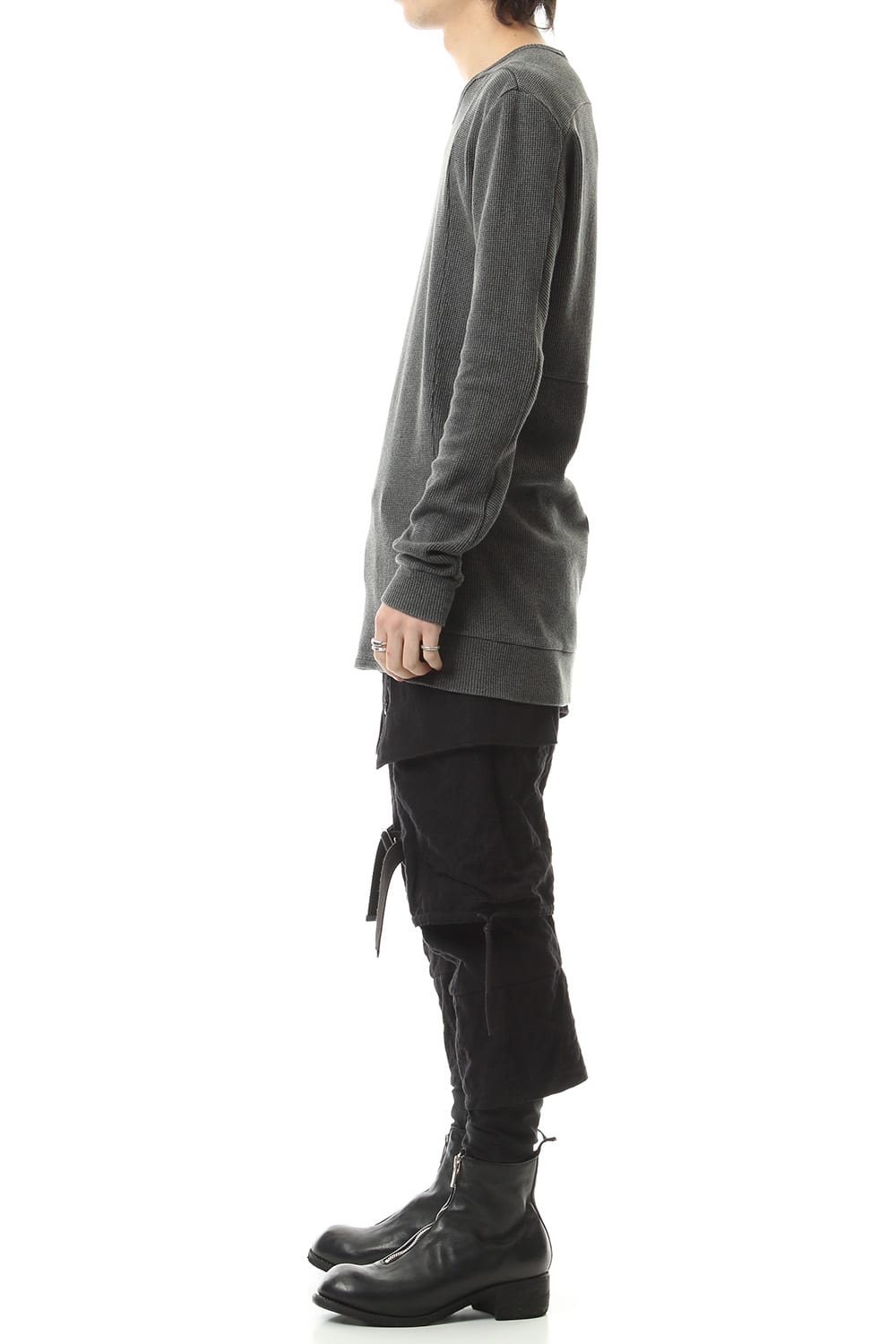 Stainless Mixed Silk Cotton Layered Cargo Cropped Pants