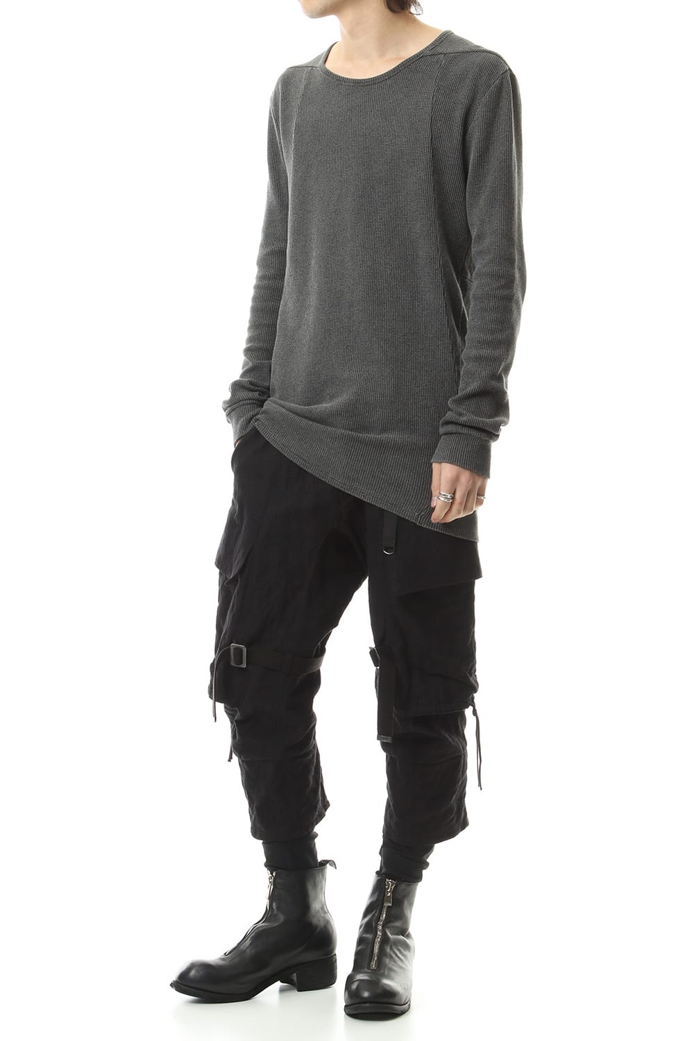 Stainless Mixed Silk Cotton Layered Cargo Cropped Pants