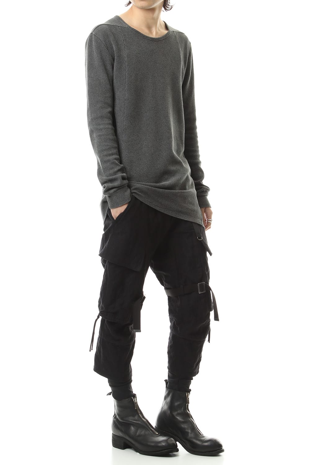 Stainless Mixed Silk Cotton Layered Cargo Cropped Pants