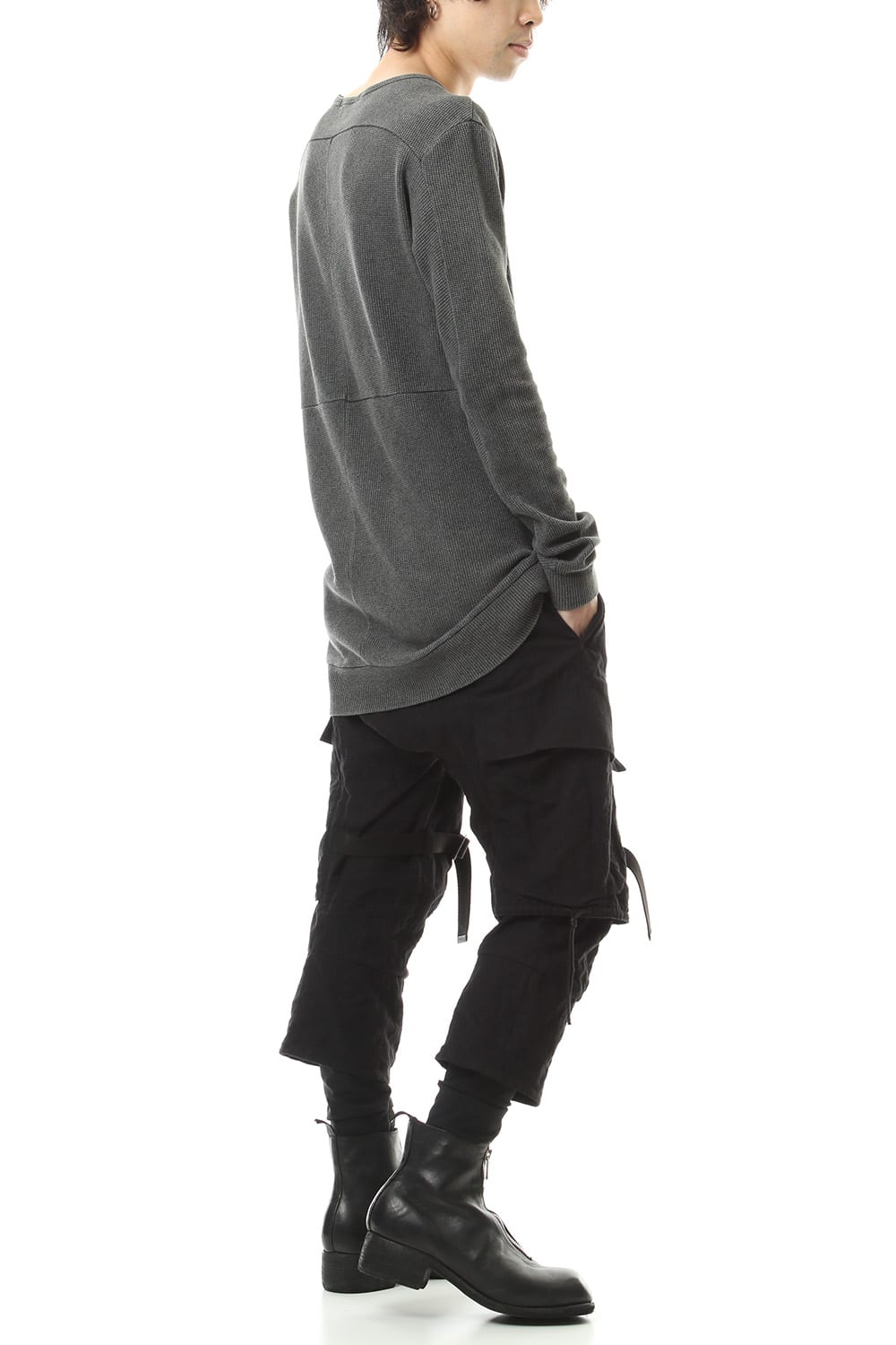 Stainless Mixed Silk Cotton Layered Cargo Cropped Pants