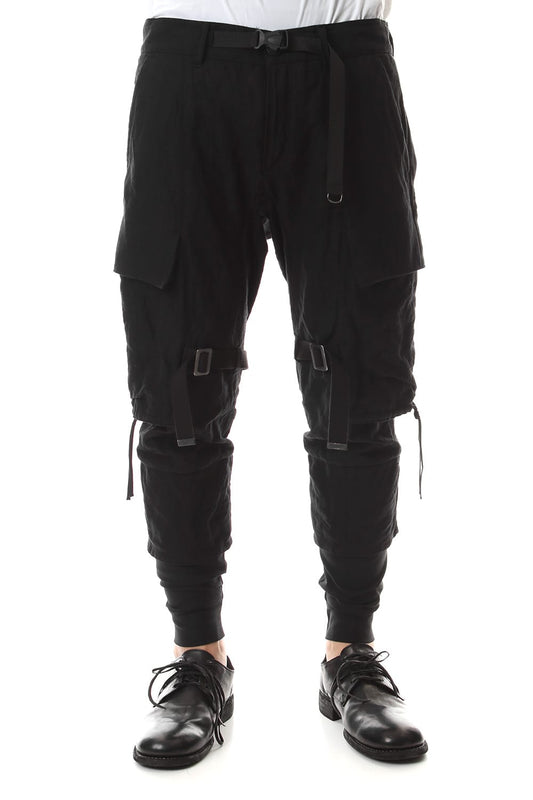 Stainless Mixed Silk Cotton Layered Cargo Cropped Pants