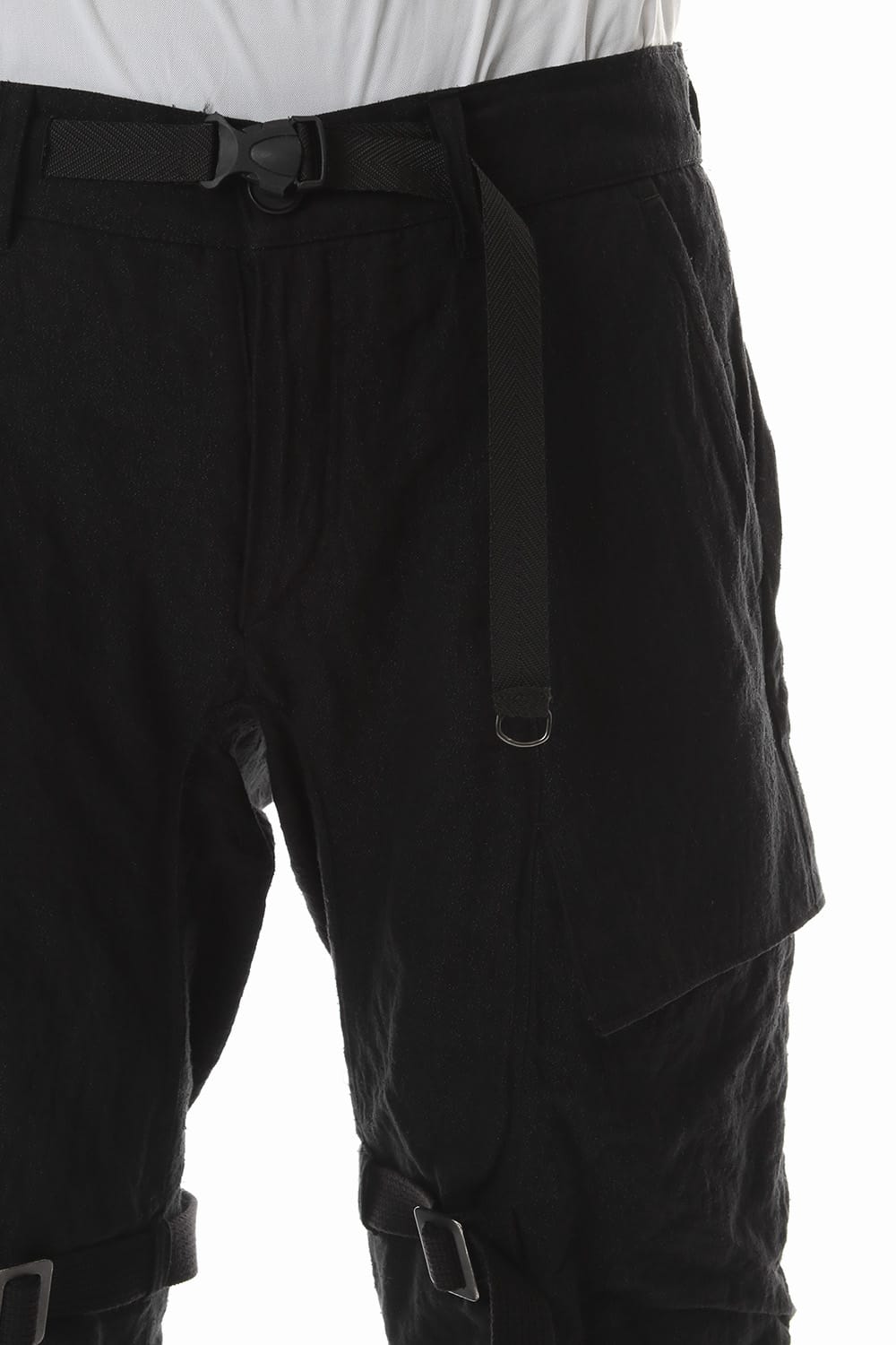 Stainless Mixed Silk Cotton Layered Cargo Cropped Pants