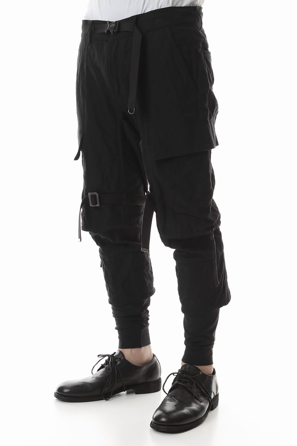 Stainless Mixed Silk Cotton Layered Cargo Cropped Pants