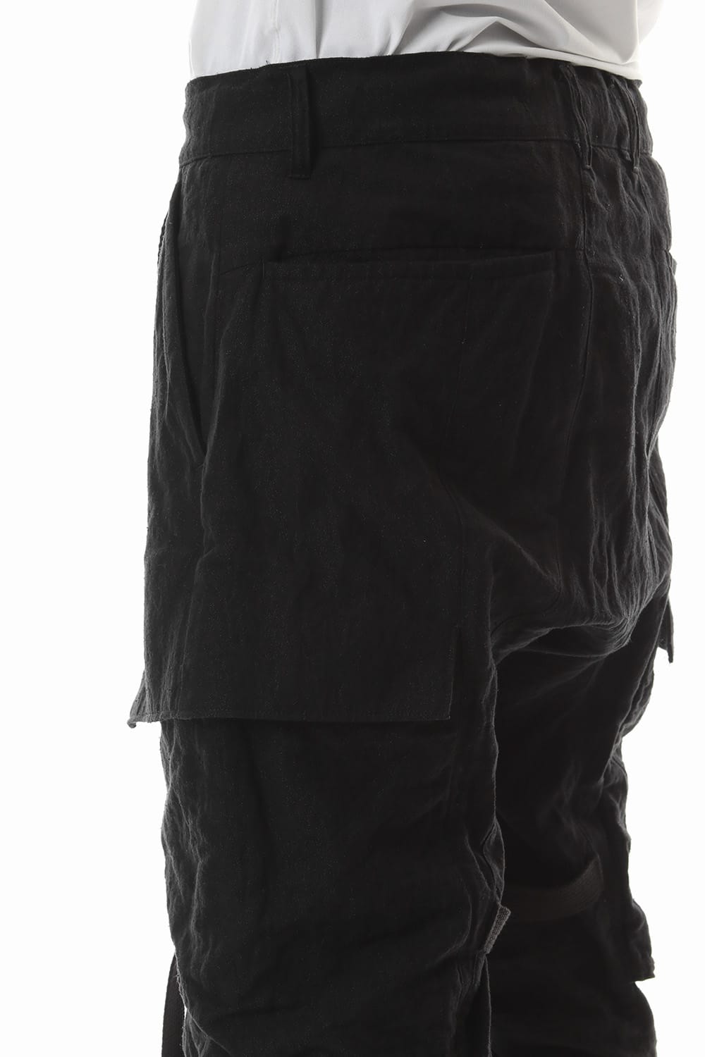 Stainless Mixed Silk Cotton Layered Cargo Cropped Pants