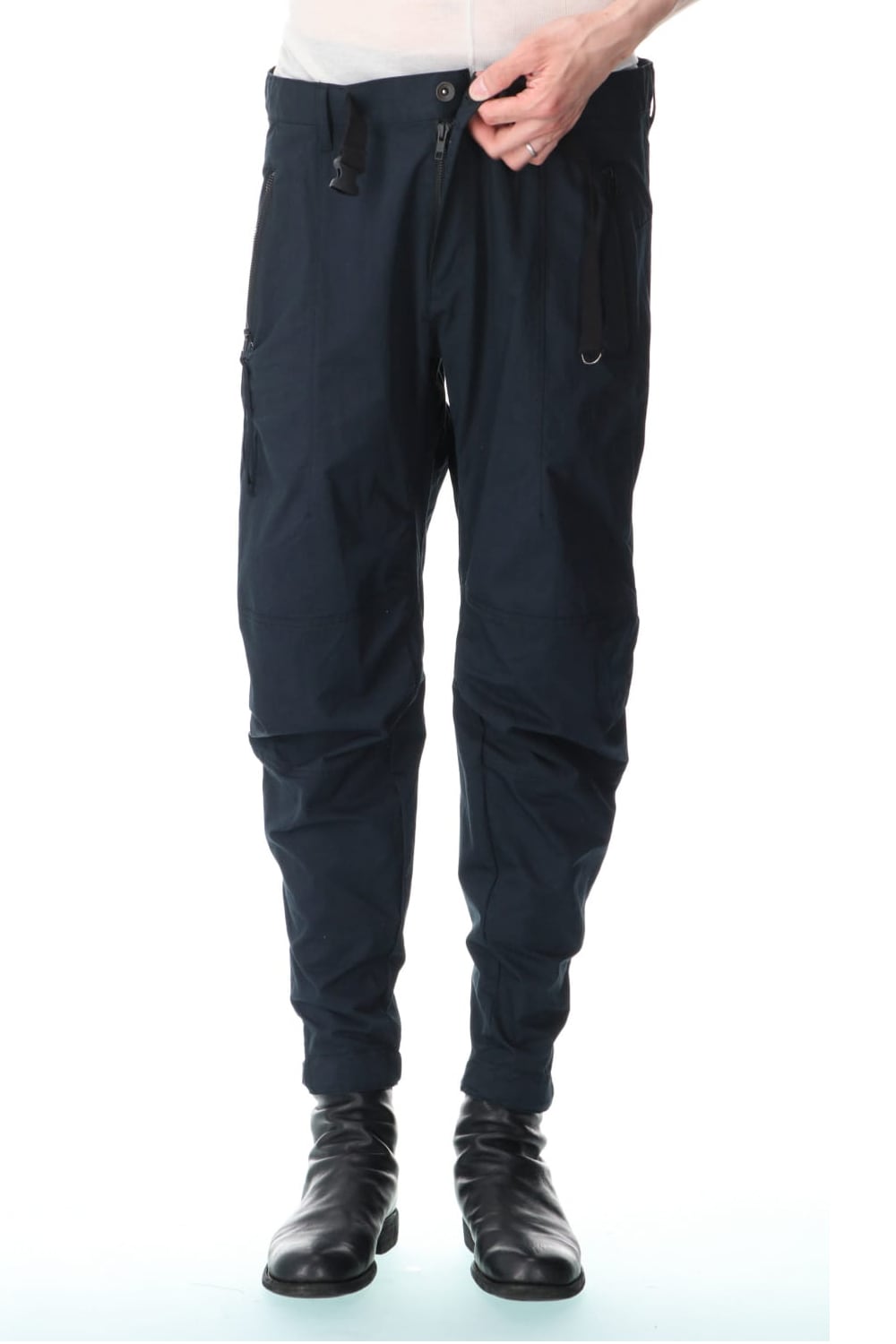 Salt-shrinkled NC Tapered Cropped Pants Black