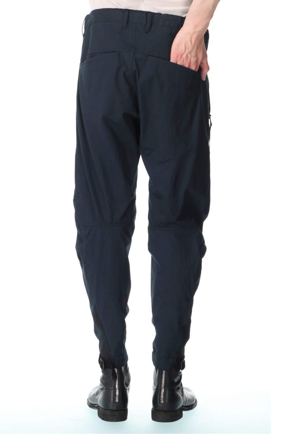 Salt-shrinkled NC Tapered Cropped Pants Black