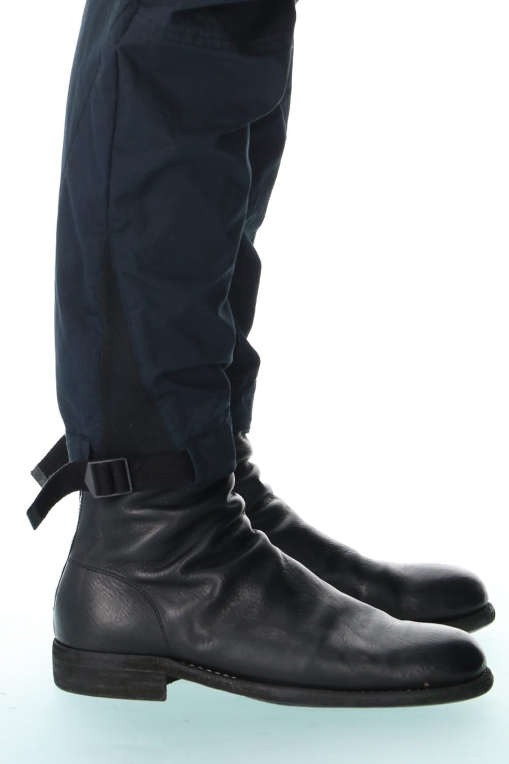 Salt-shrinkled NC Tapered Cropped Pants Black