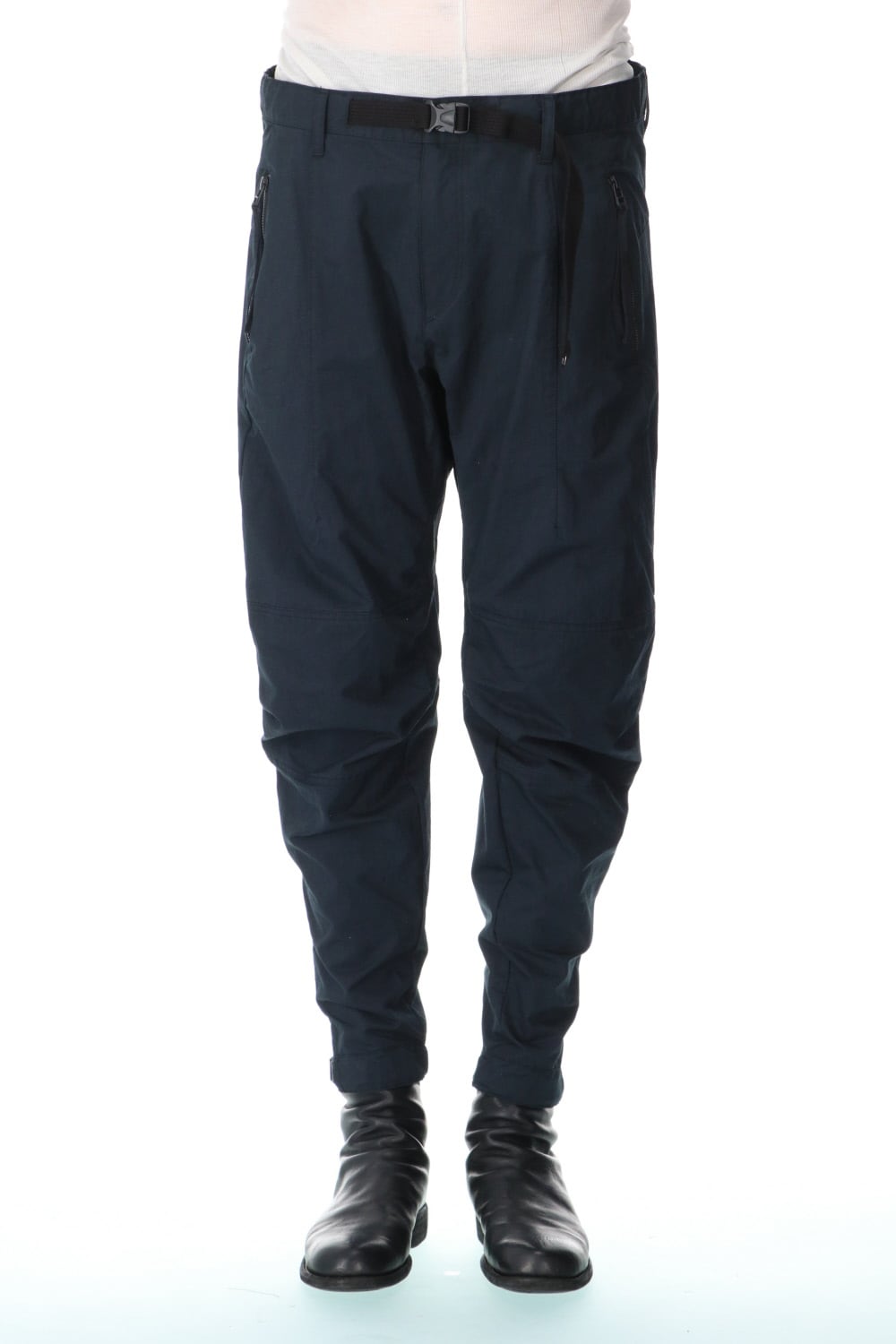Salt-shrinkled NC Tapered Cropped Pants Black