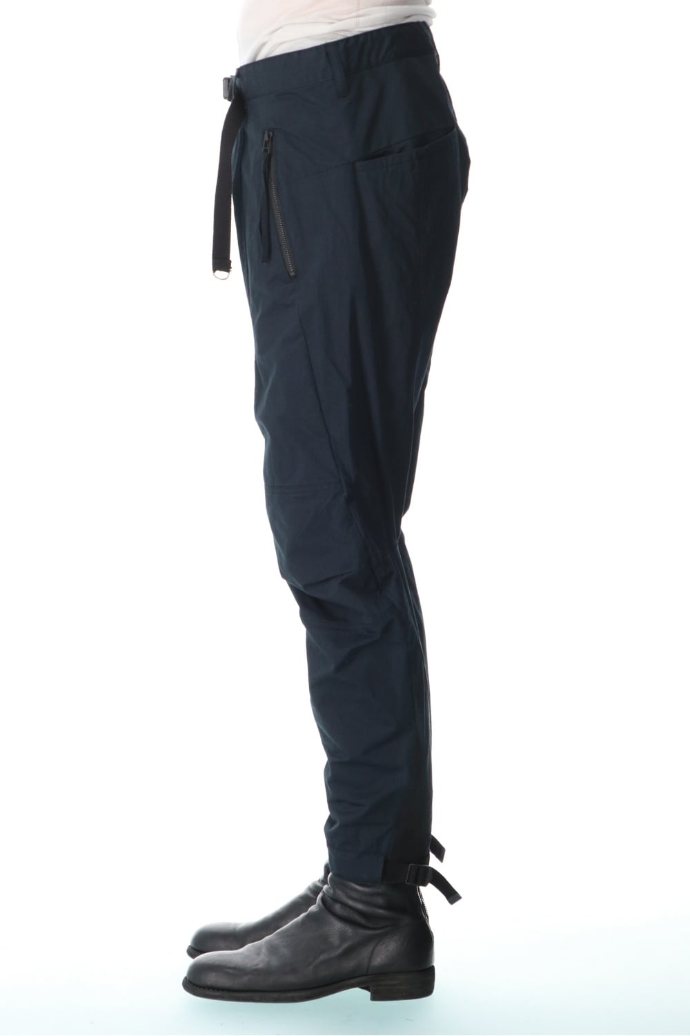 Salt-shrinkled NC Tapered Cropped Pants Black