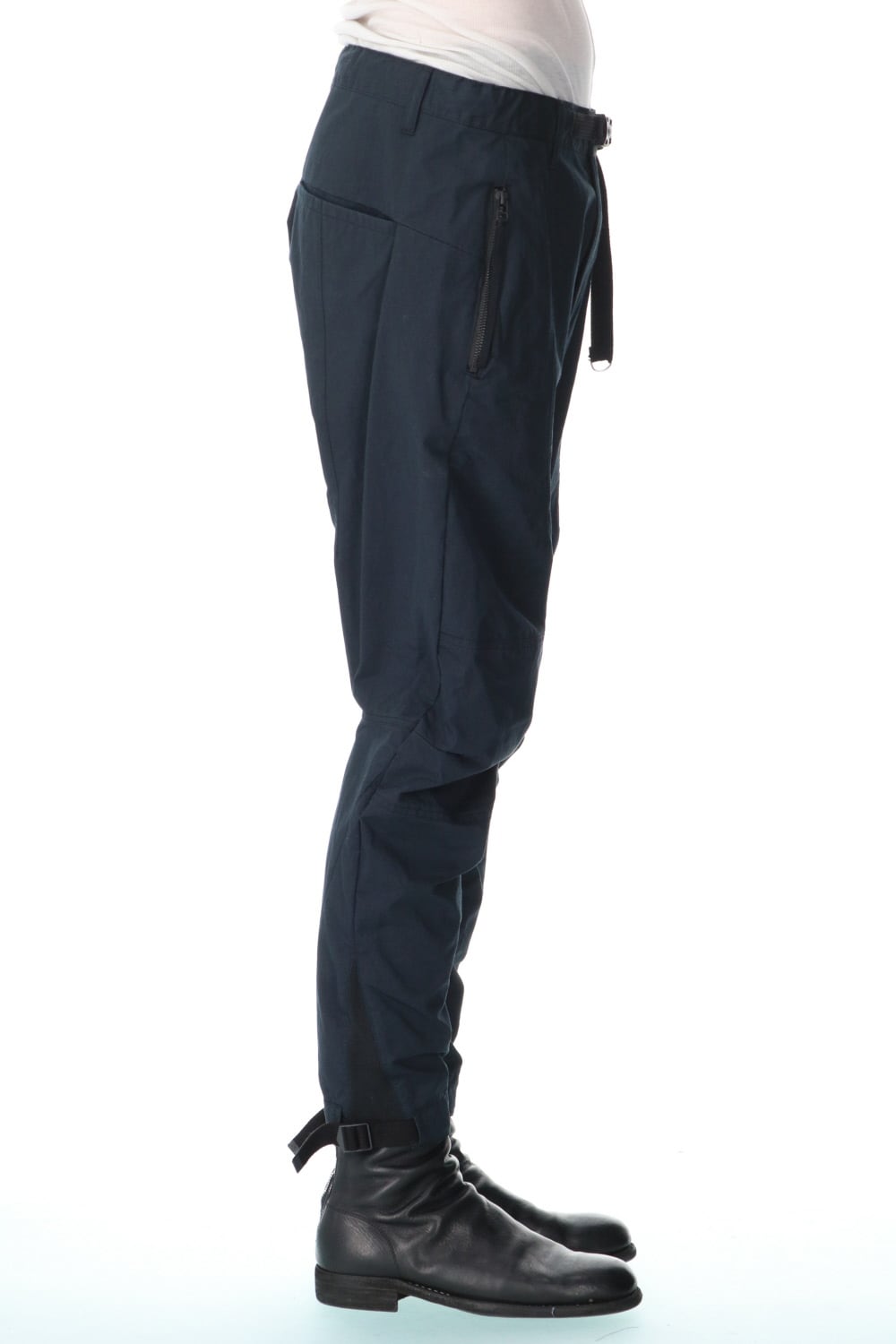 Salt-shrinkled NC Tapered Cropped Pants Black