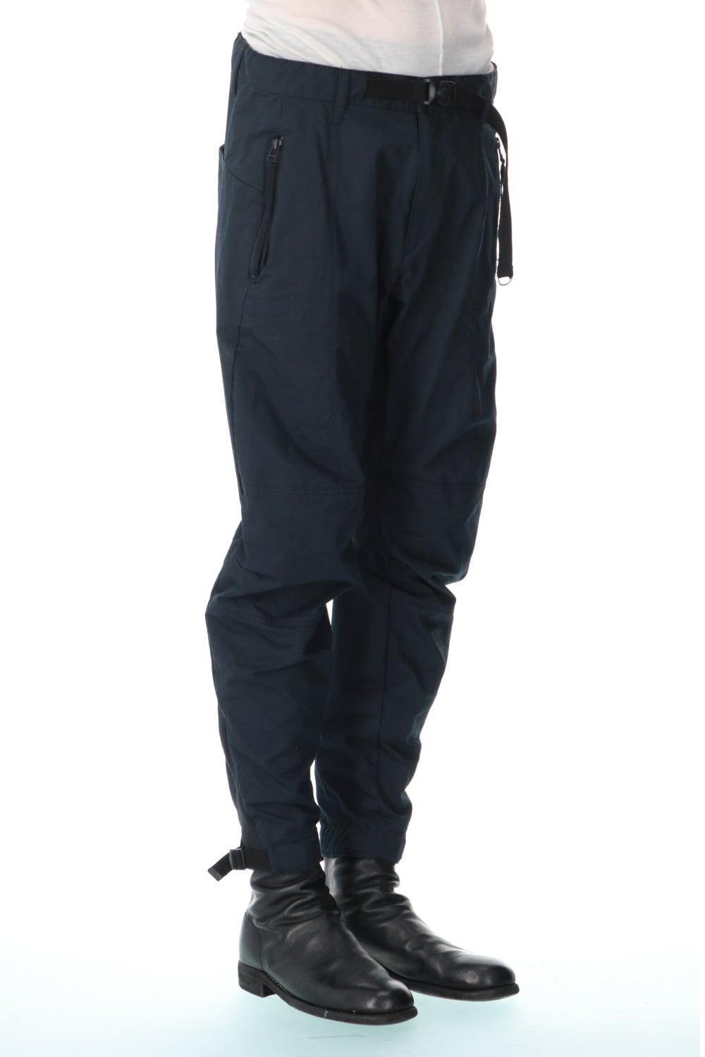 Salt-shrinkled NC Tapered Cropped Pants Black