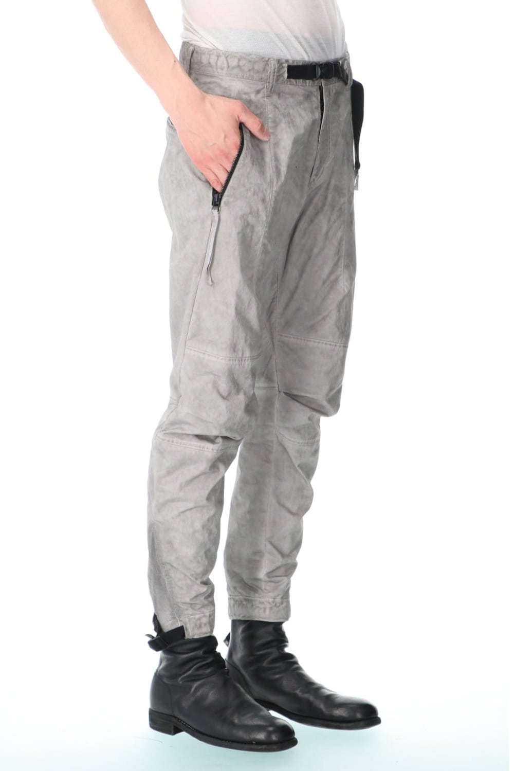 Salt-shrinkled NC Tapered Cropped Pants Gray