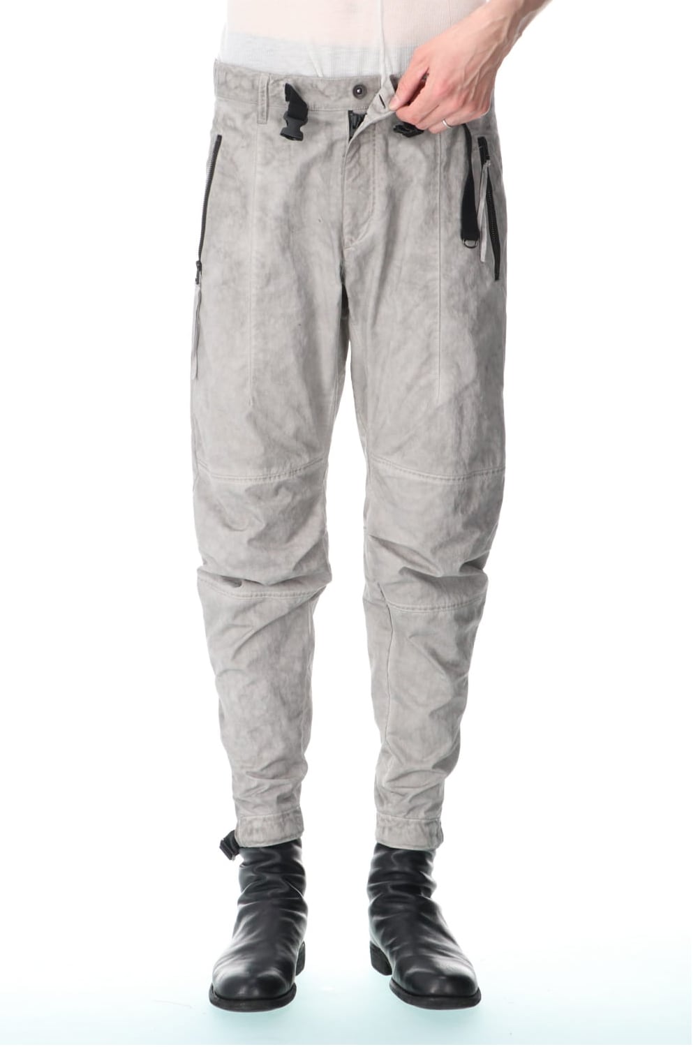 Salt-shrinkled NC Tapered Cropped Pants Gray