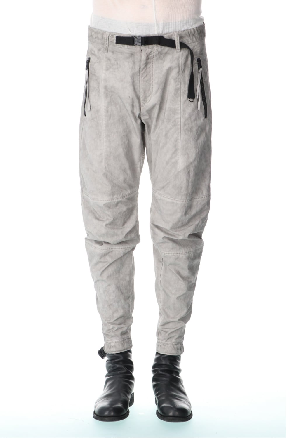 Salt-shrinkled NC Tapered Cropped Pants Gray