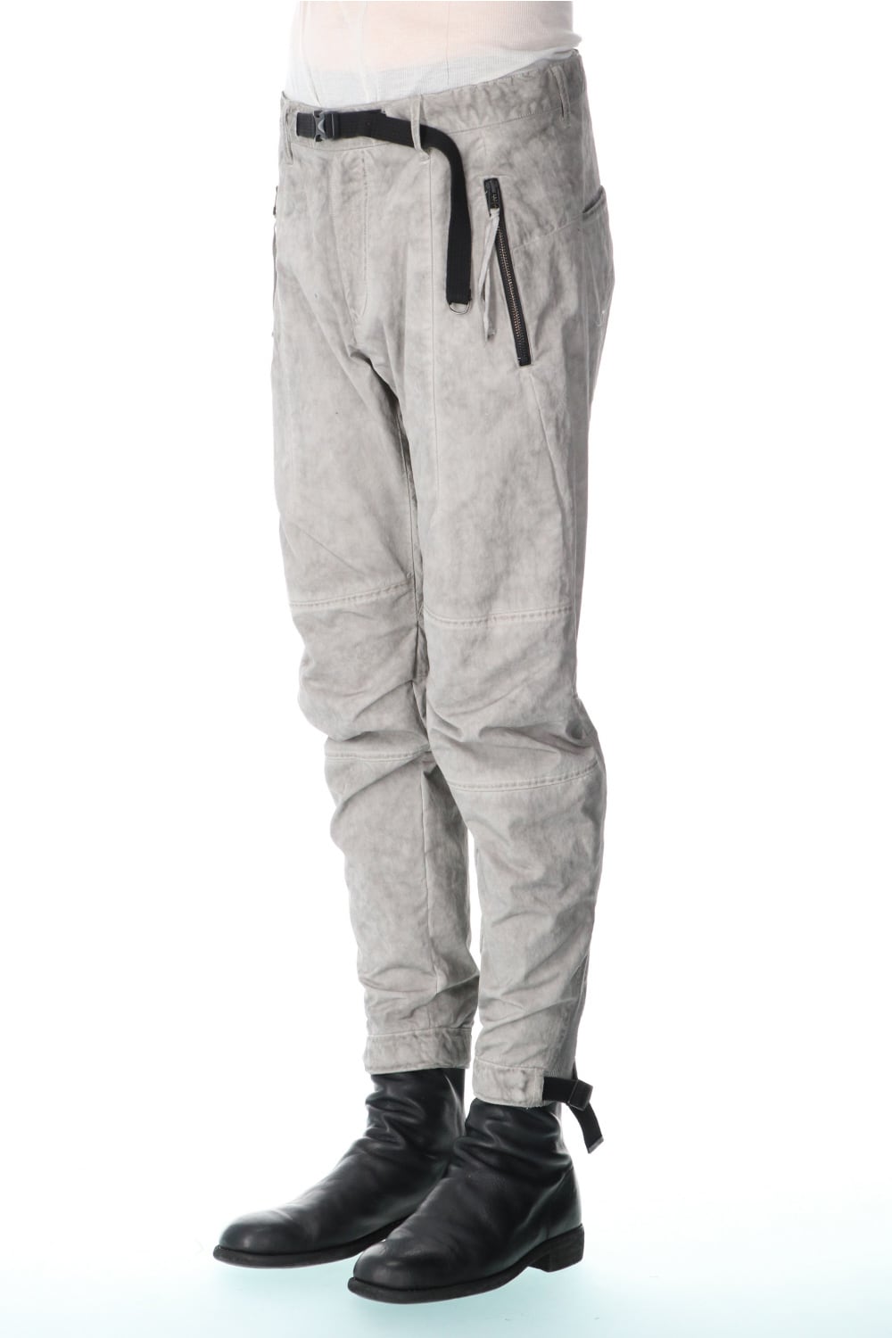 Salt-shrinkled NC Tapered Cropped Pants Gray