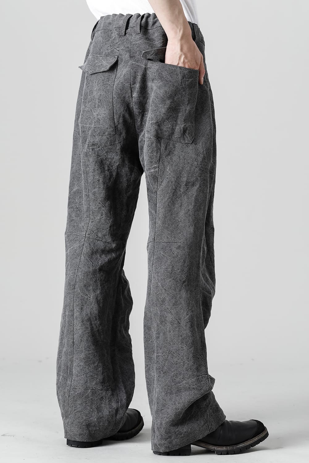 墨染和紙×リネン高密度ツイルワイドパンツ  チャコール
