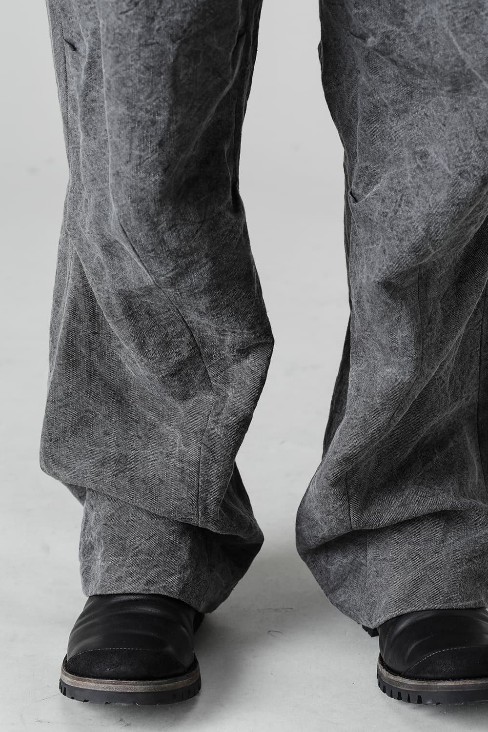 墨染和紙×リネン高密度ツイルワイドパンツ  チャコール
