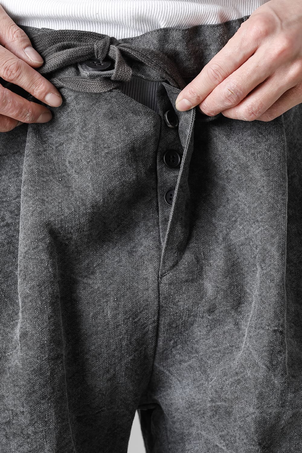 墨染和紙×リネン高密度ツイルワイドパンツ  チャコール