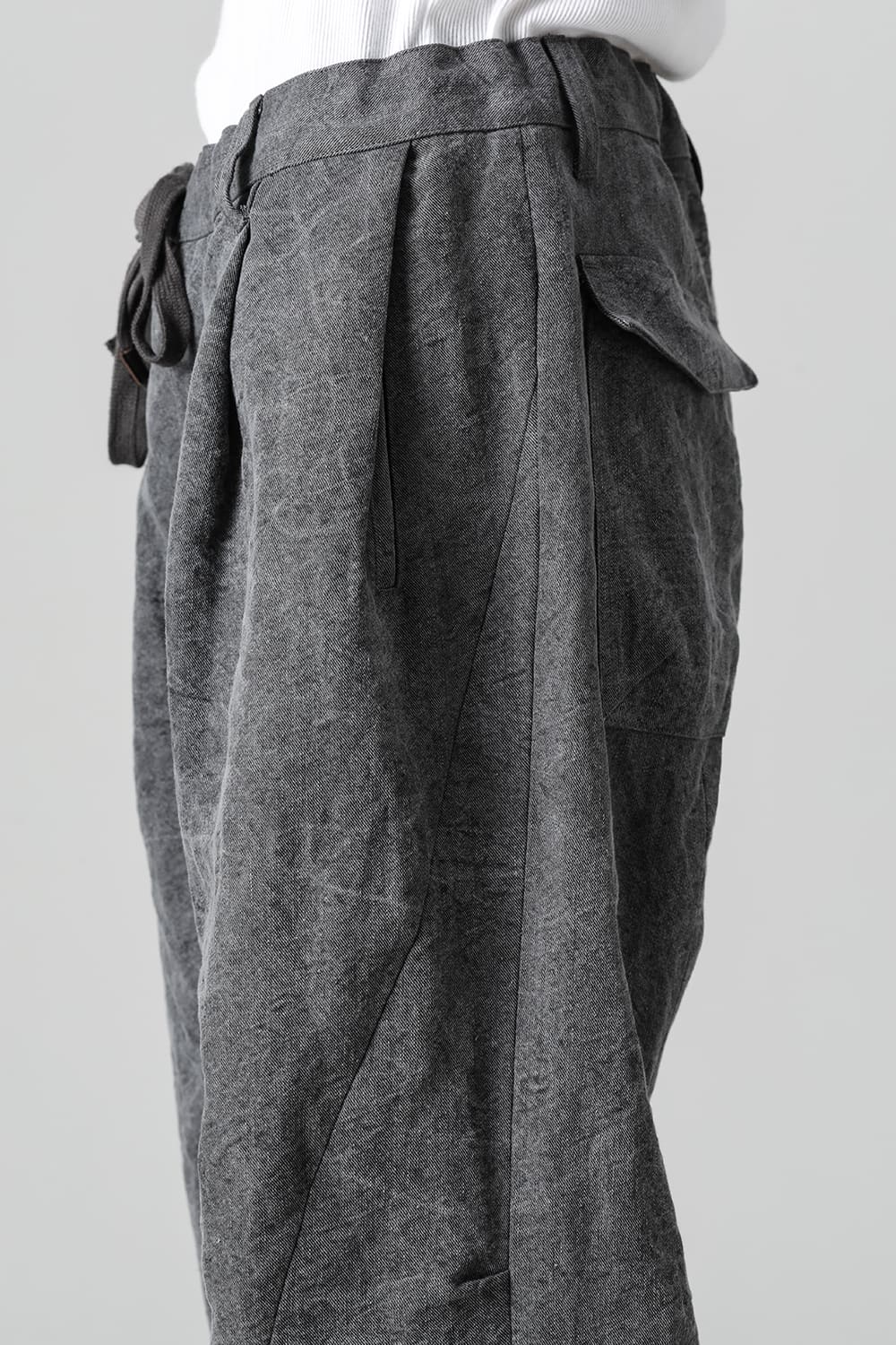 墨染和紙×リネン高密度ツイルワイドパンツ  チャコール