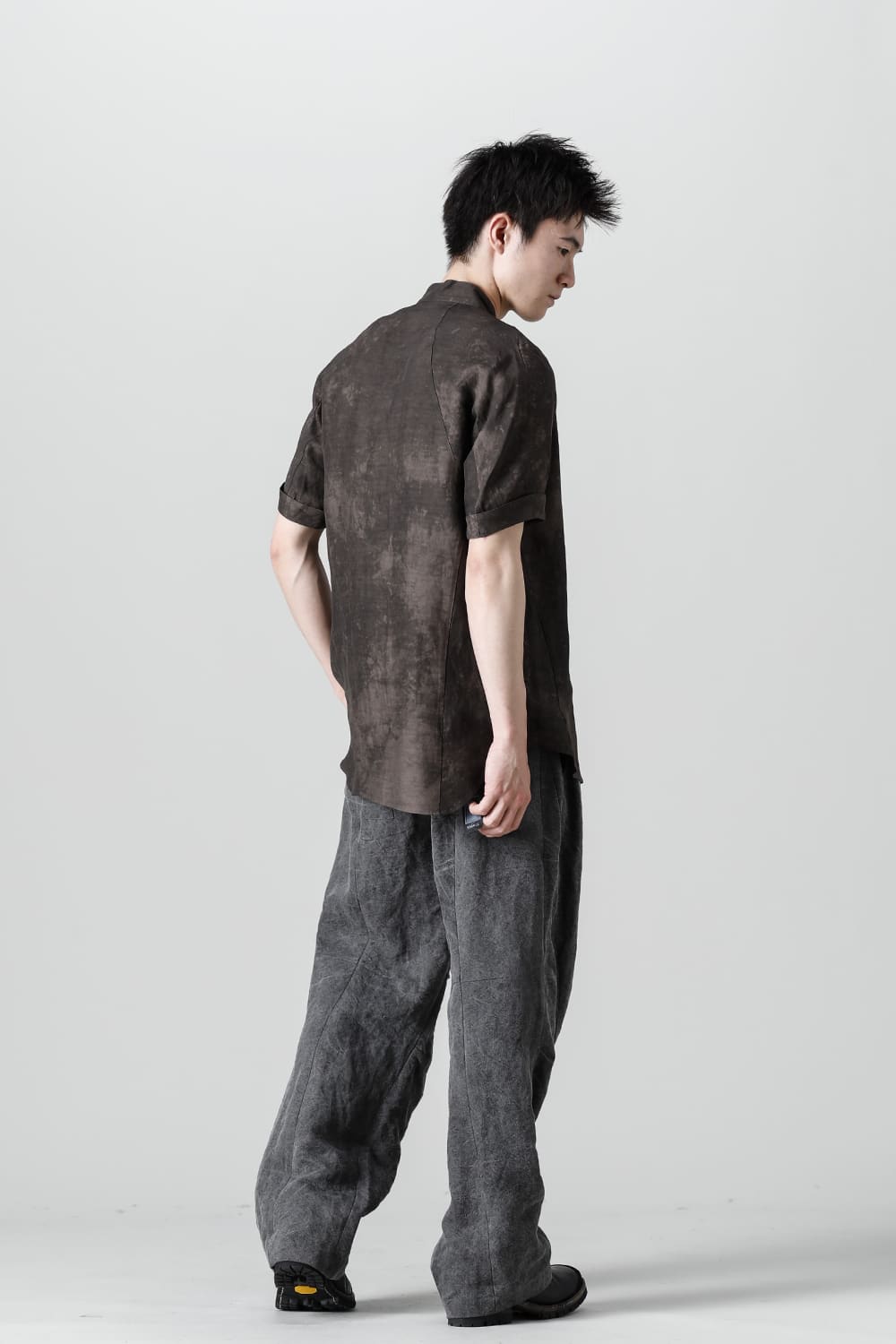 墨染和紙×リネン高密度ツイルワイドパンツ  チャコール