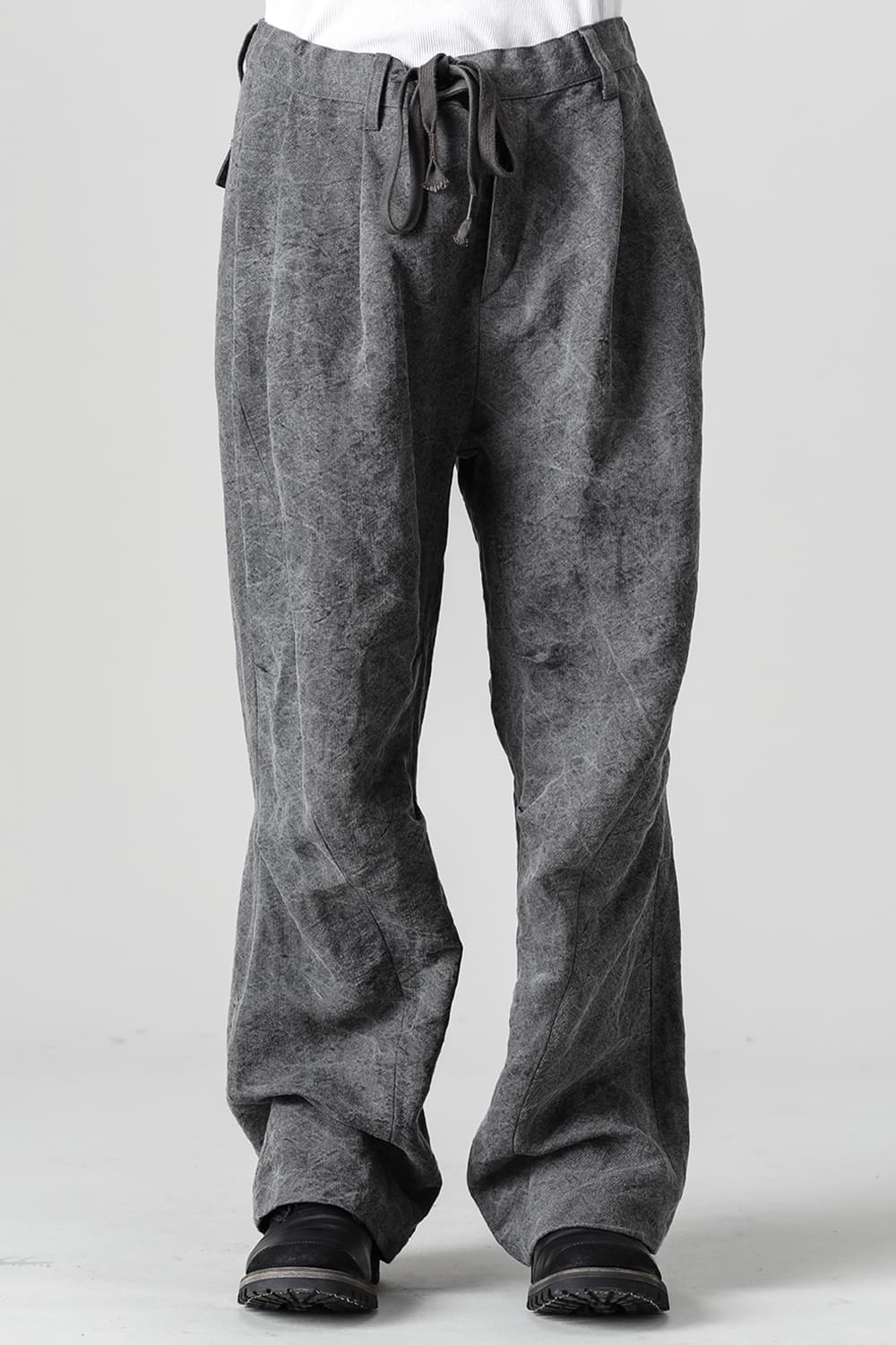 墨染和紙×リネン高密度ツイルワイドパンツ  チャコール