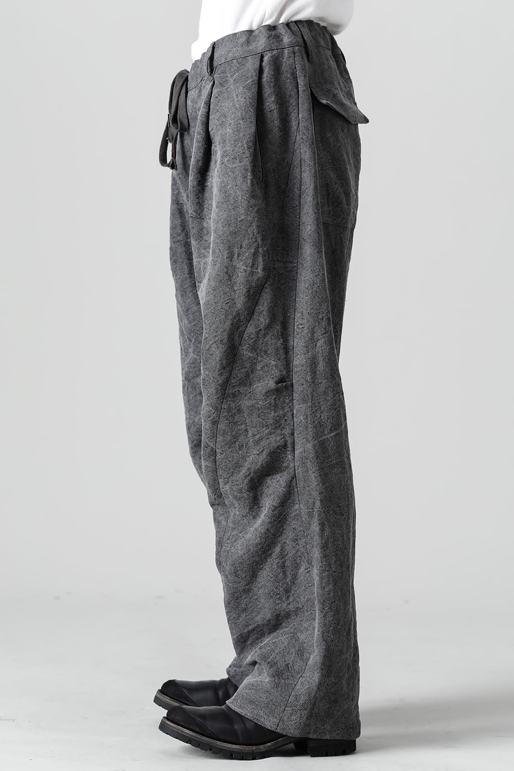 墨染和紙×リネン高密度ツイルワイドパンツ  チャコール