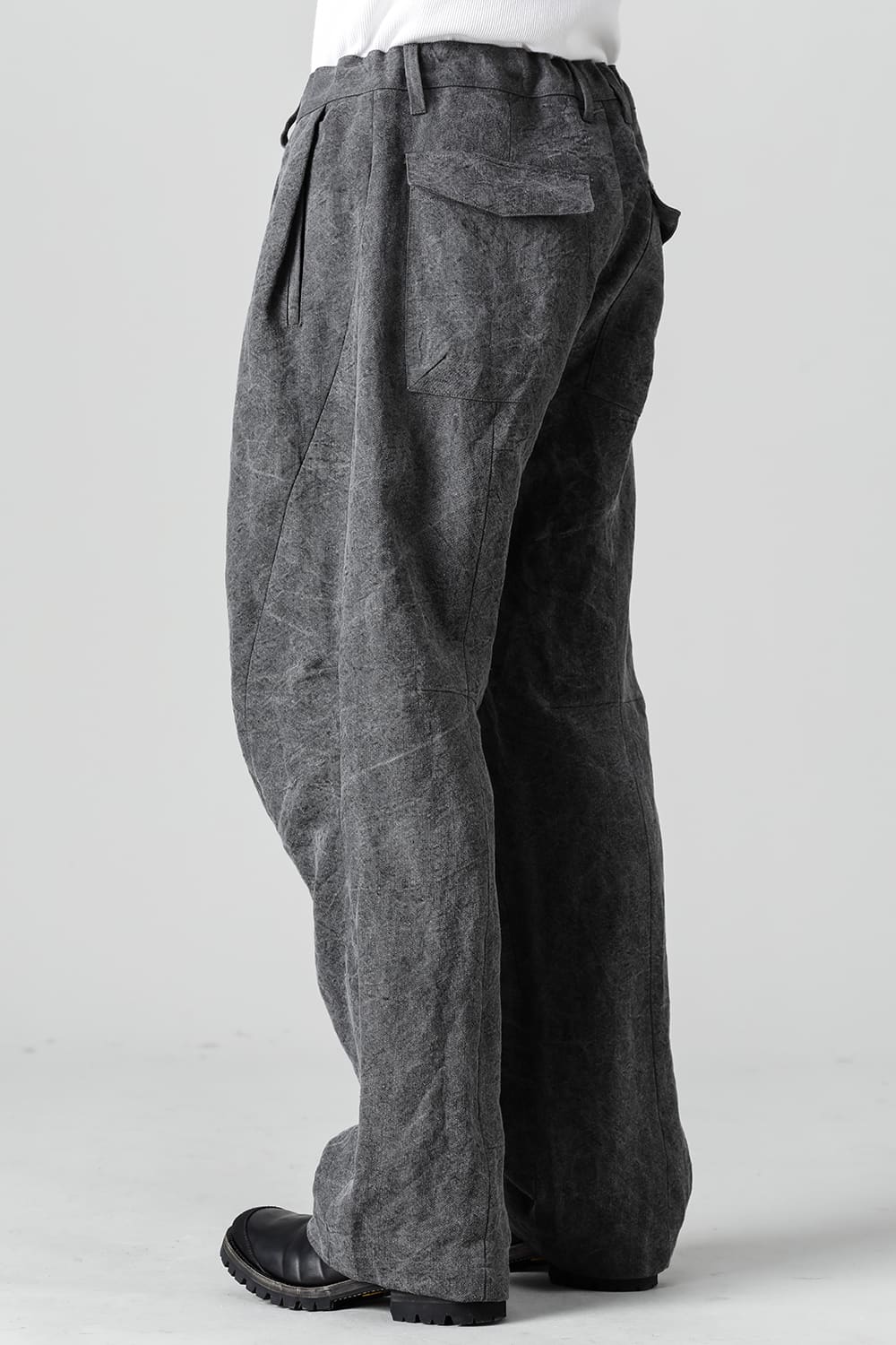 墨染和紙×リネン高密度ツイルワイドパンツ  チャコール