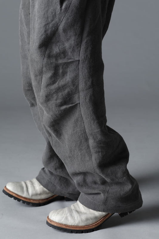 墨染和紙×リネン高密度ツイルワイドパンツ  チャコール
