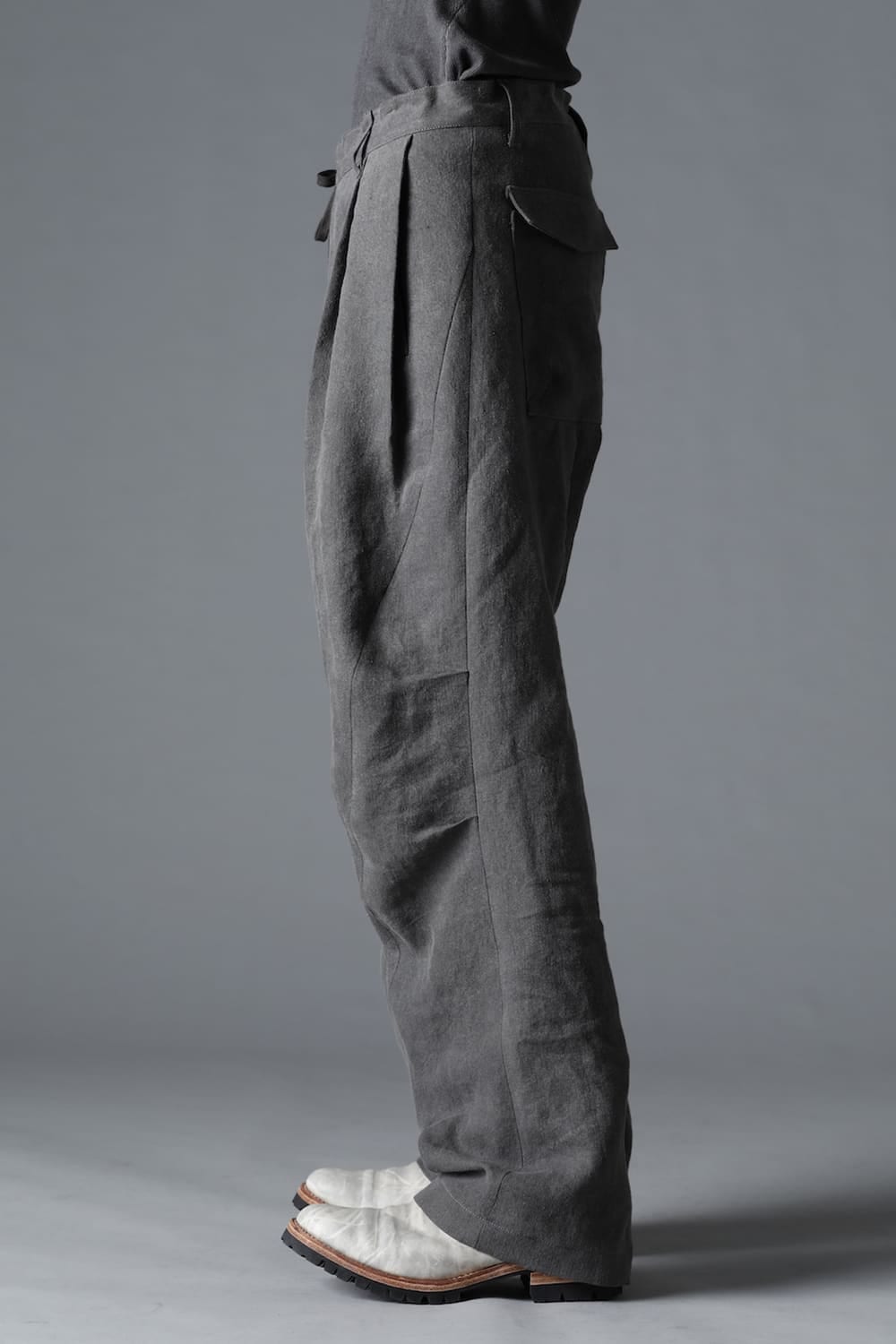 墨染和紙×リネン高密度ツイルワイドパンツ  チャコール