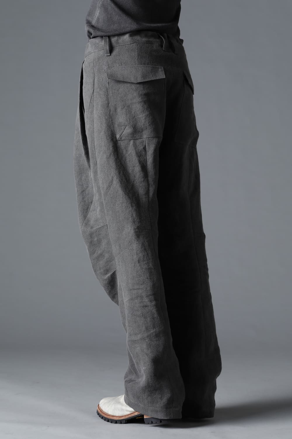墨染和紙×リネン高密度ツイルワイドパンツ  チャコール