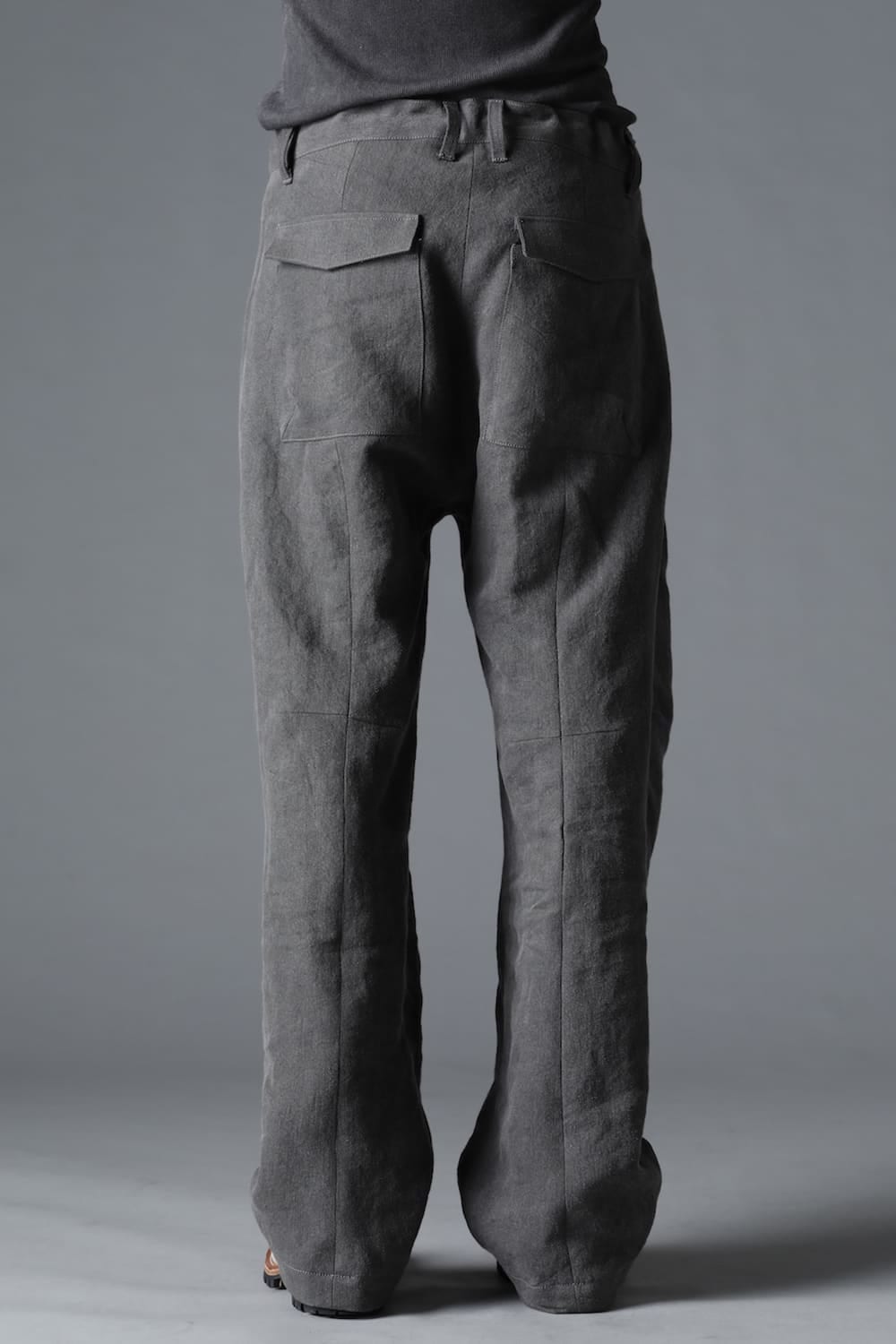 墨染和紙×リネン高密度ツイルワイドパンツ  チャコール