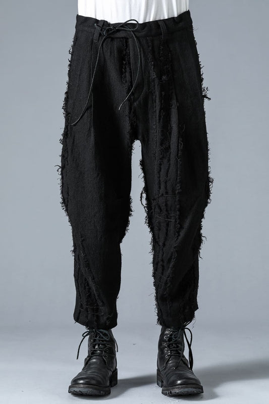 Wool SCAB Broken Striped Jaguar Wide Cropped Pants