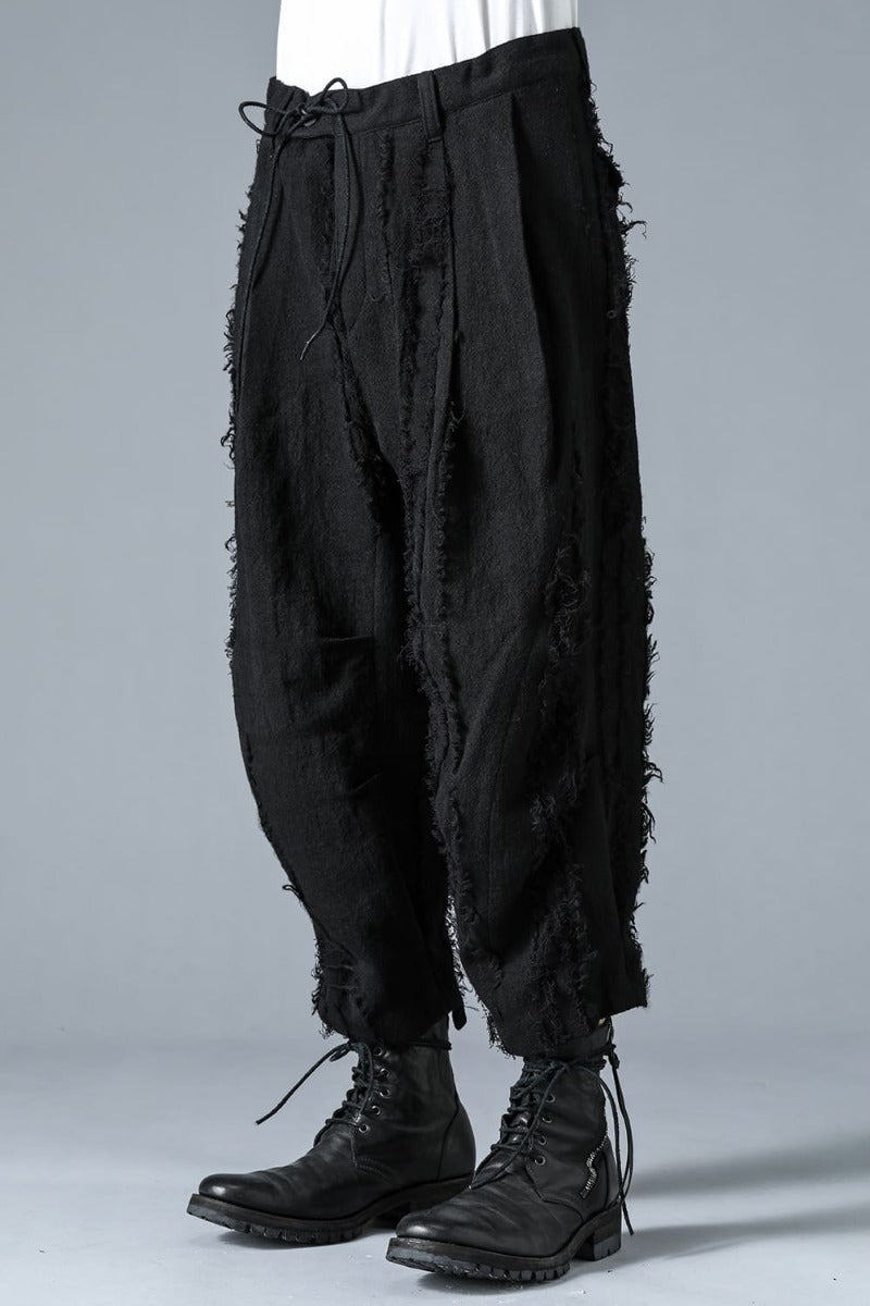 Wool SCAB Broken Striped Jaguar Wide Cropped Pants