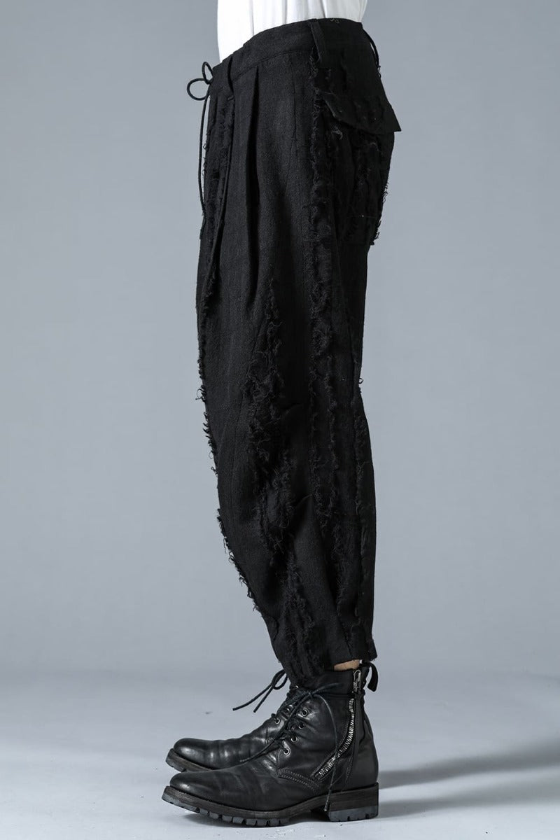 Wool SCAB Broken Striped Jaguar Wide Cropped Pants