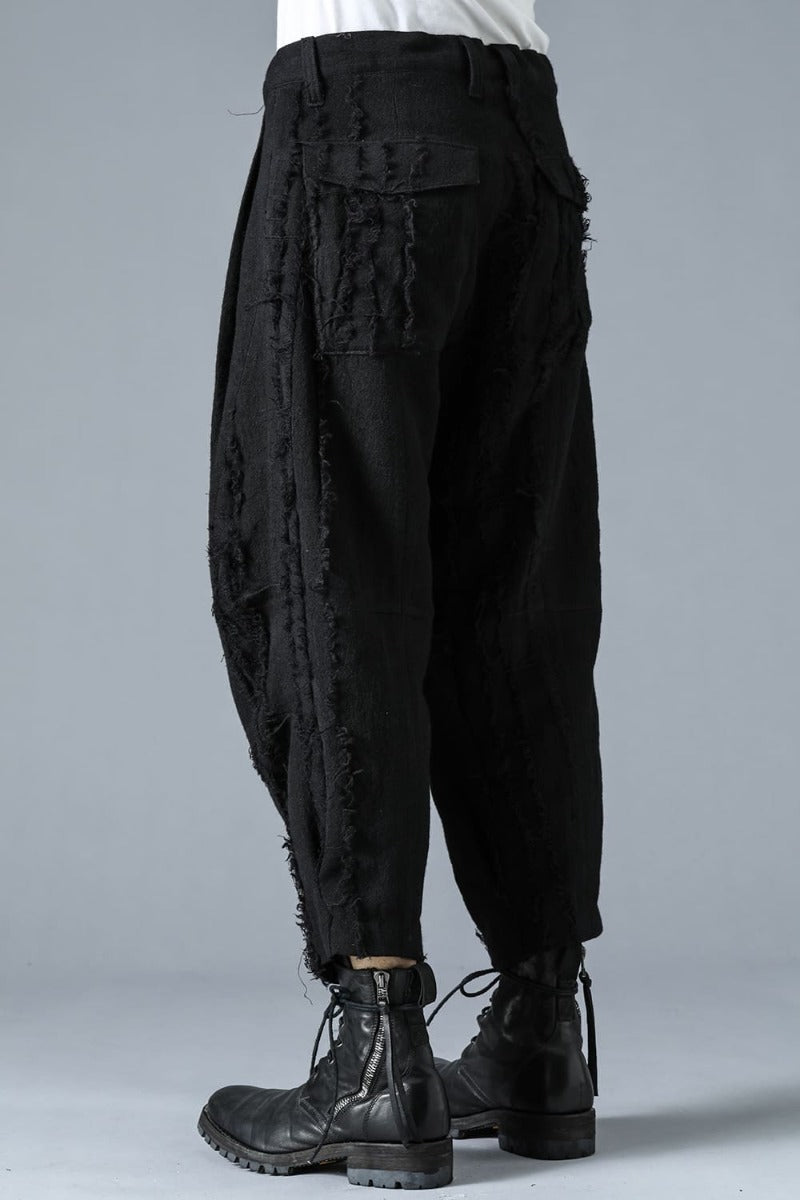 Wool SCAB Broken Striped Jaguar Wide Cropped Pants