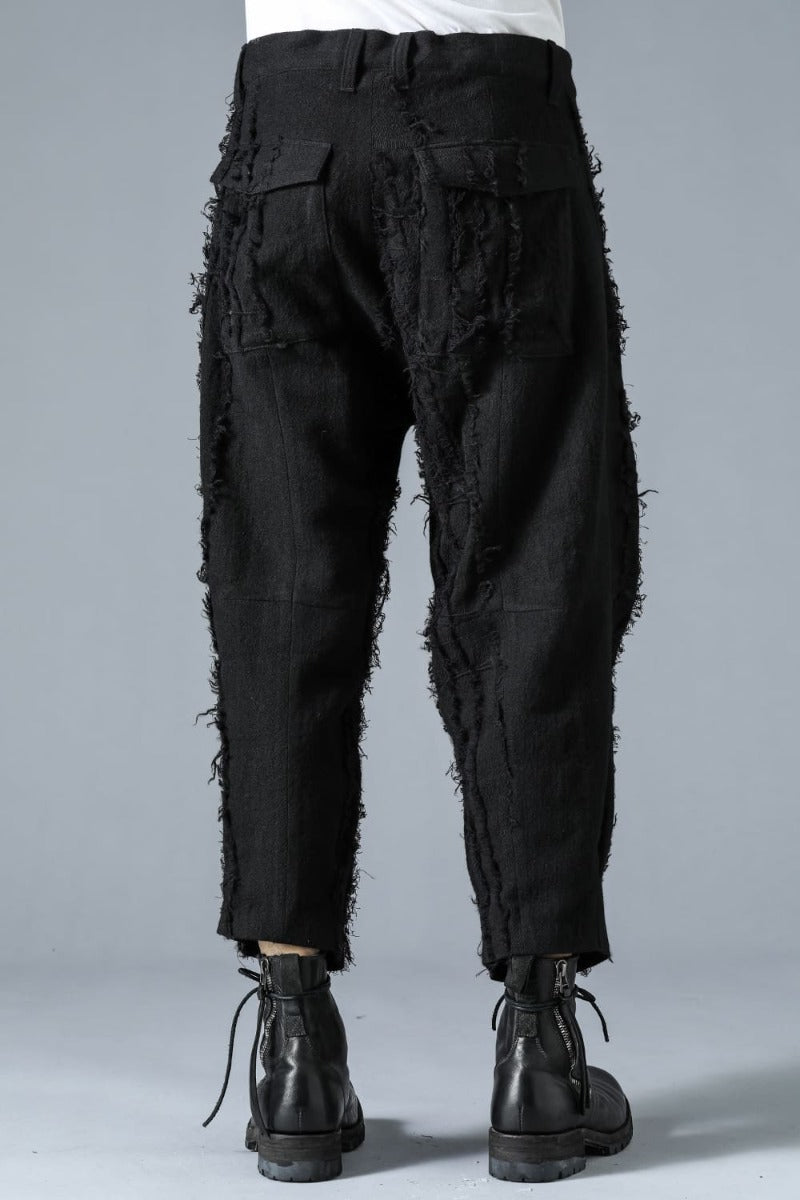 Wool SCAB Broken Striped Jaguar Wide Cropped Pants