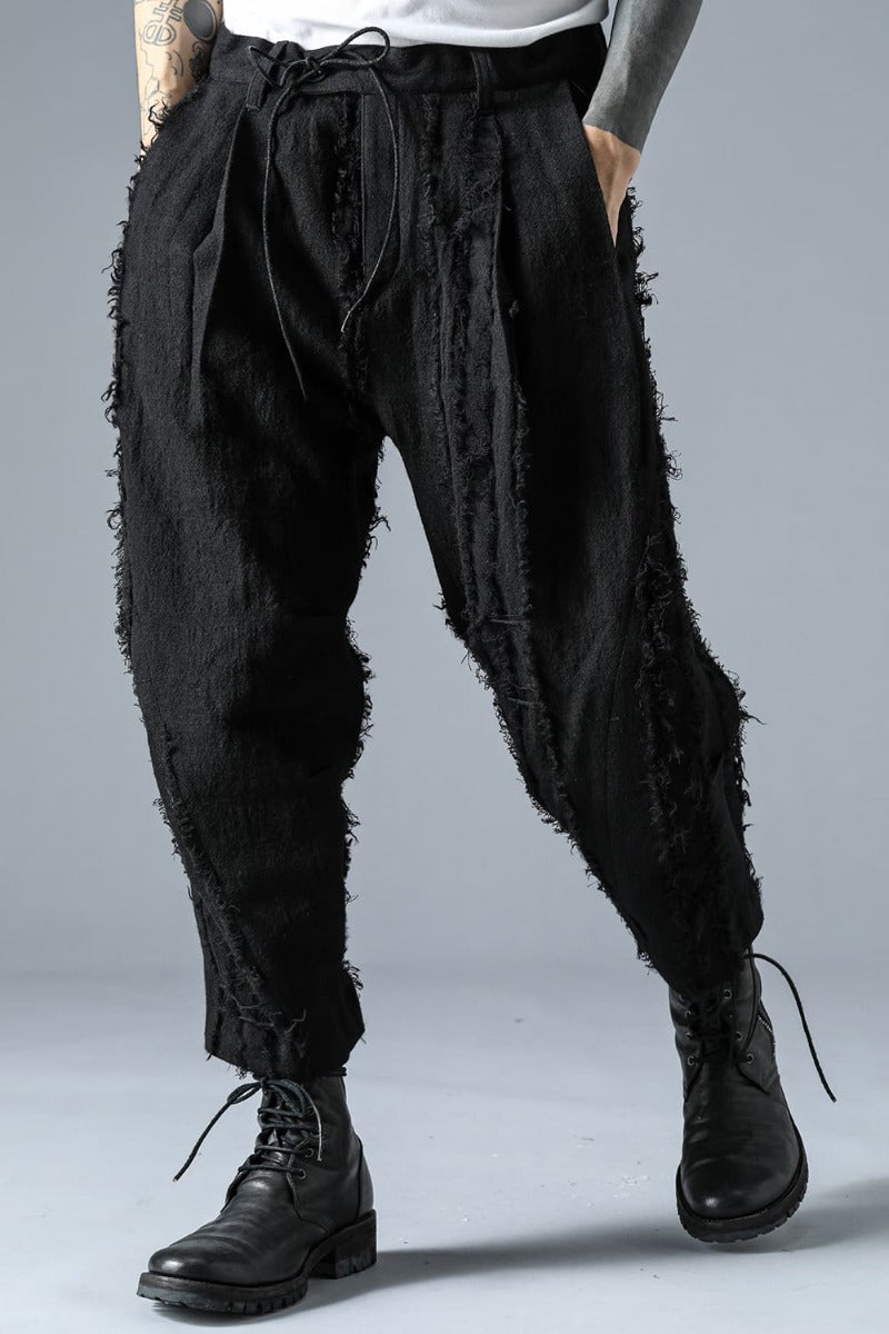 Wool SCAB Broken Striped Jaguar Wide Cropped Pants