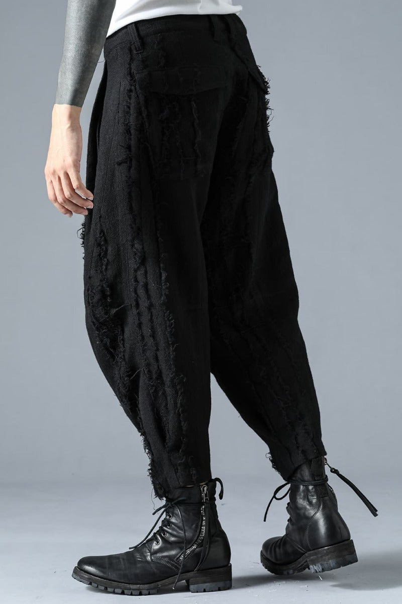 Wool SCAB Broken Striped Jaguar Wide Cropped Pants