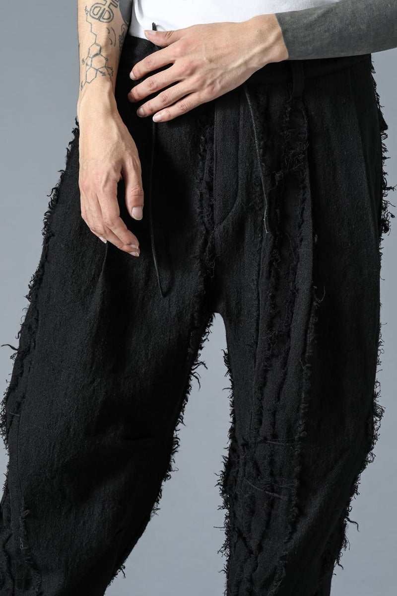 Wool SCAB Broken Striped Jaguar Wide Cropped Pants