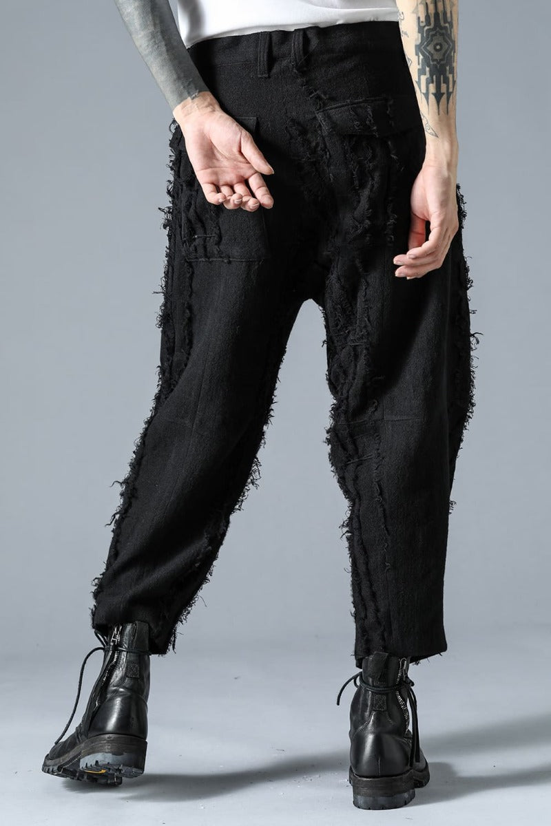 Wool SCAB Broken Striped Jaguar Wide Cropped Pants