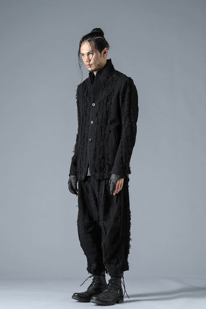 Wool SCAB Broken Striped Jaguar Wide Cropped Pants