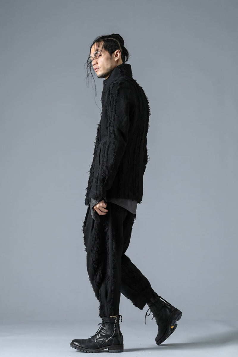 Wool SCAB Broken Striped Jaguar Wide Cropped Pants