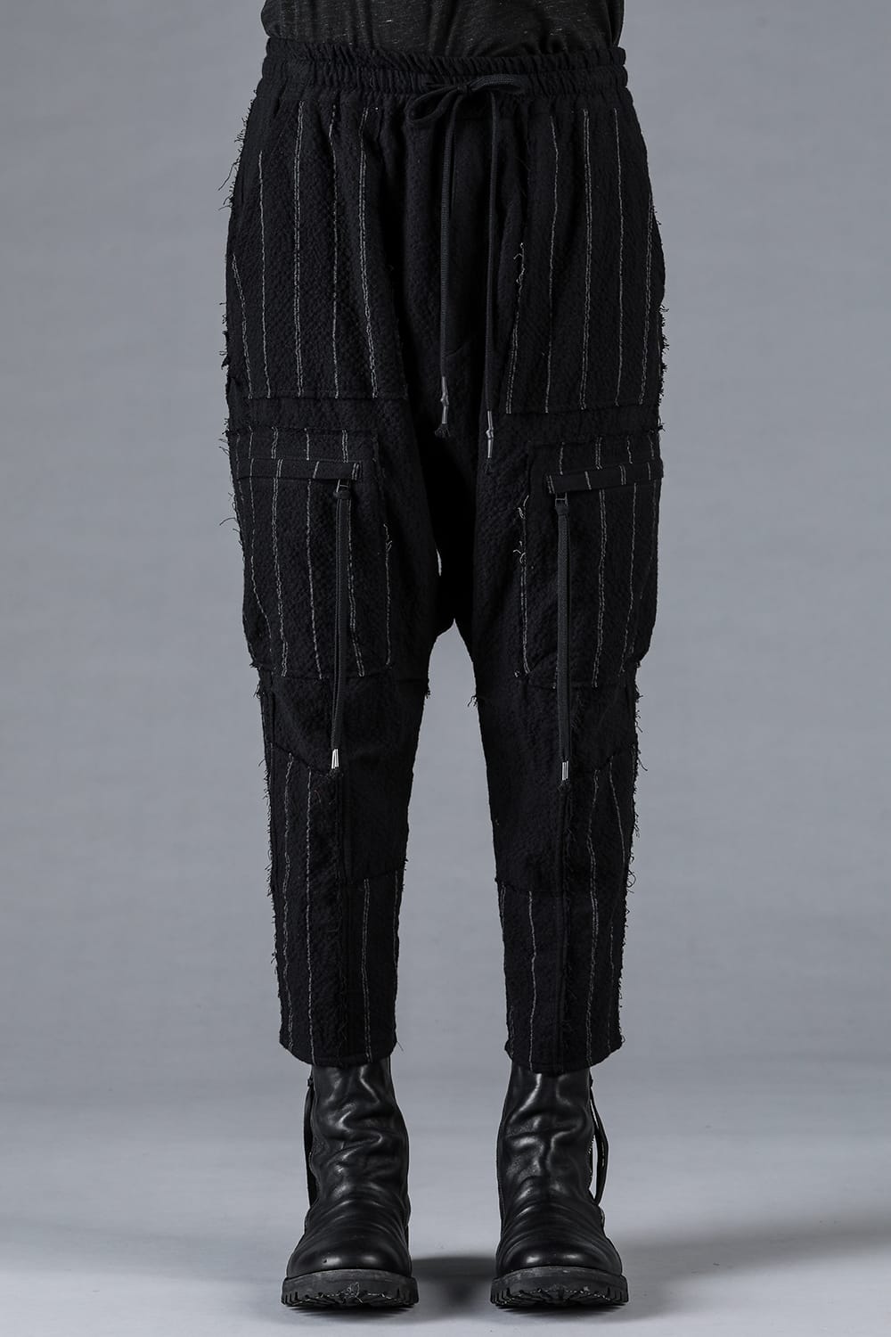 Wool Cotton Stripe Combination Low-Crotch Cropped Pants