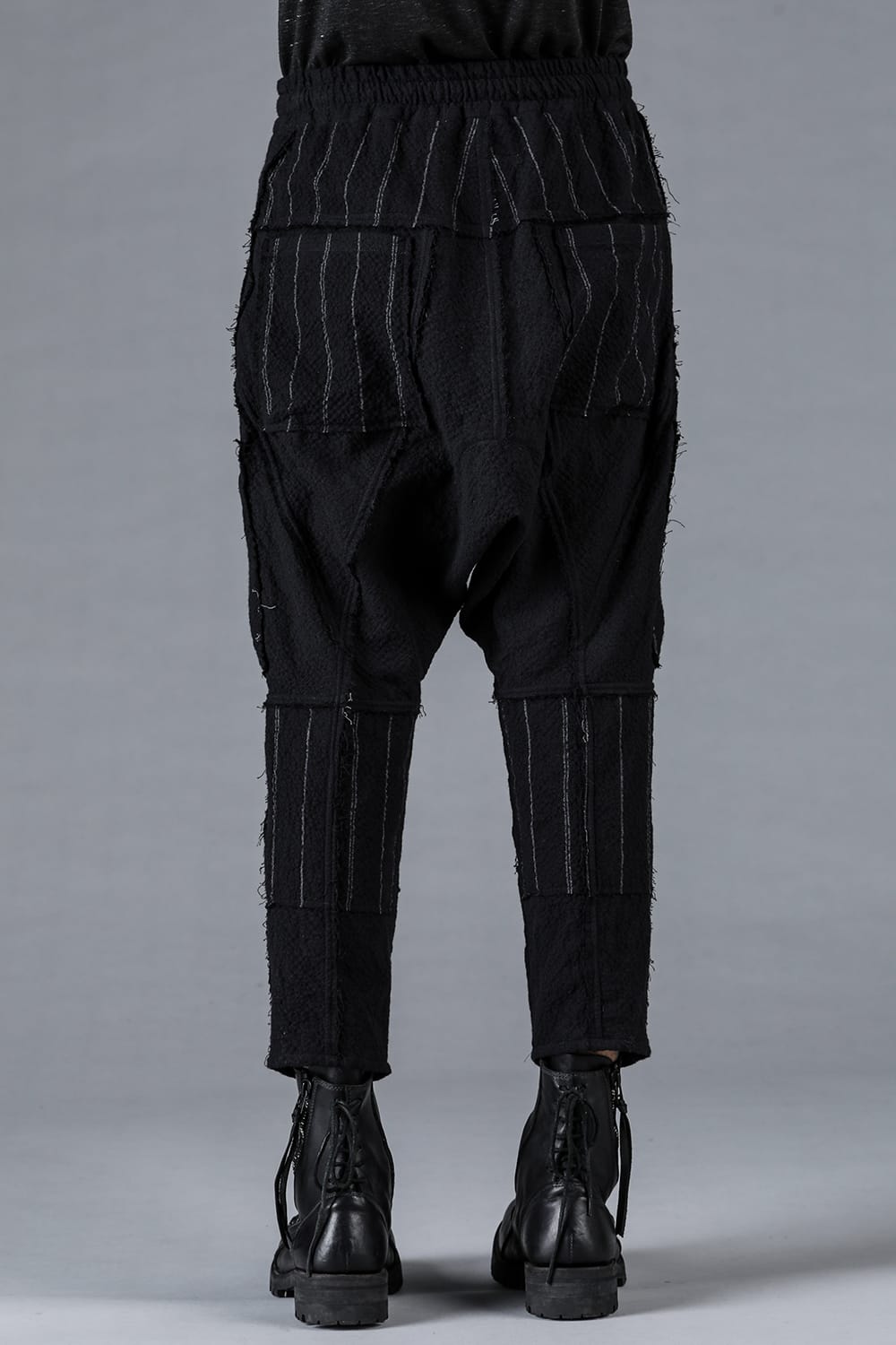 Wool Cotton Stripe Combination Low-Crotch Cropped Pants