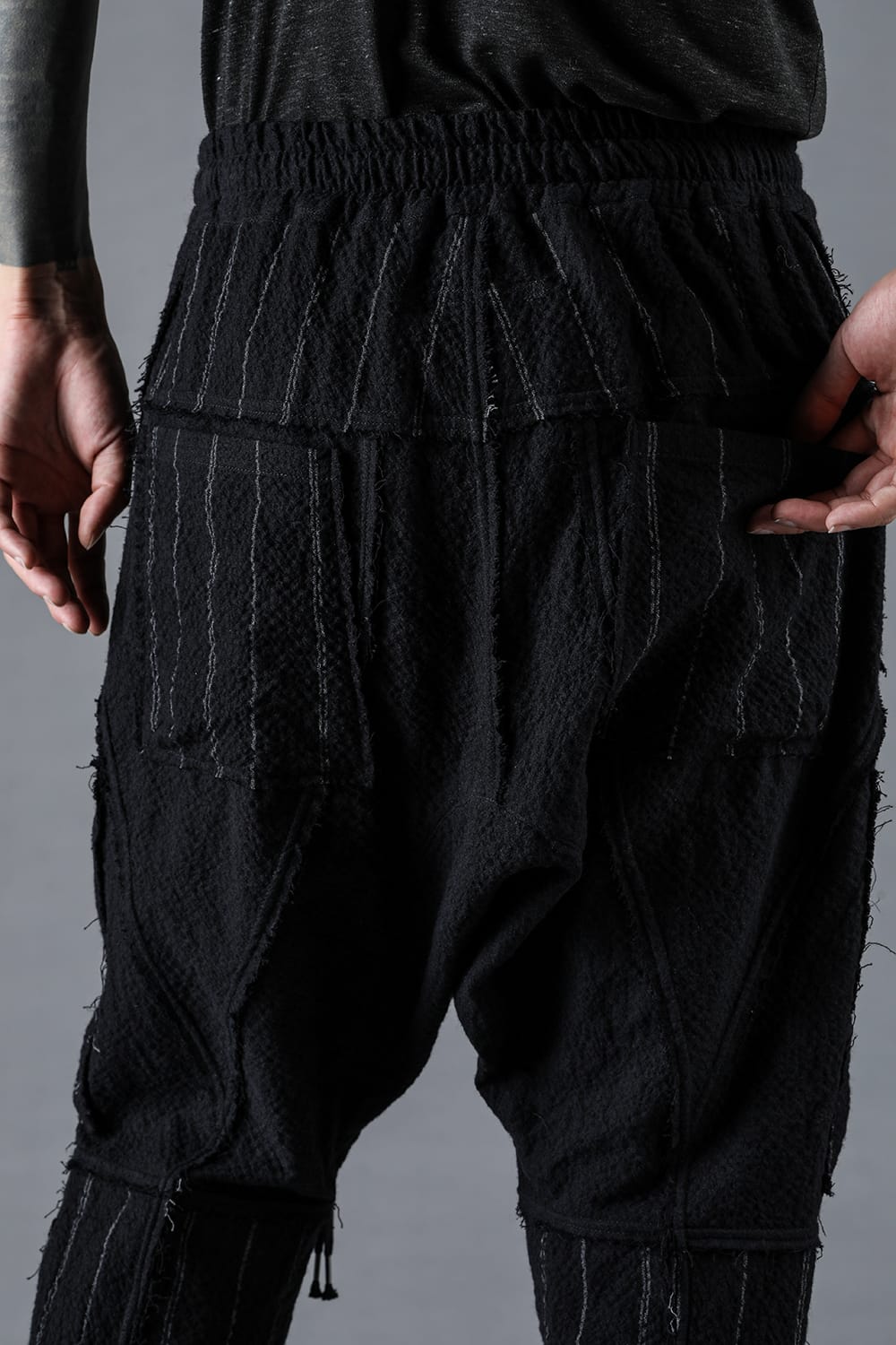 Wool Cotton Stripe Combination Low-Crotch Cropped Pants