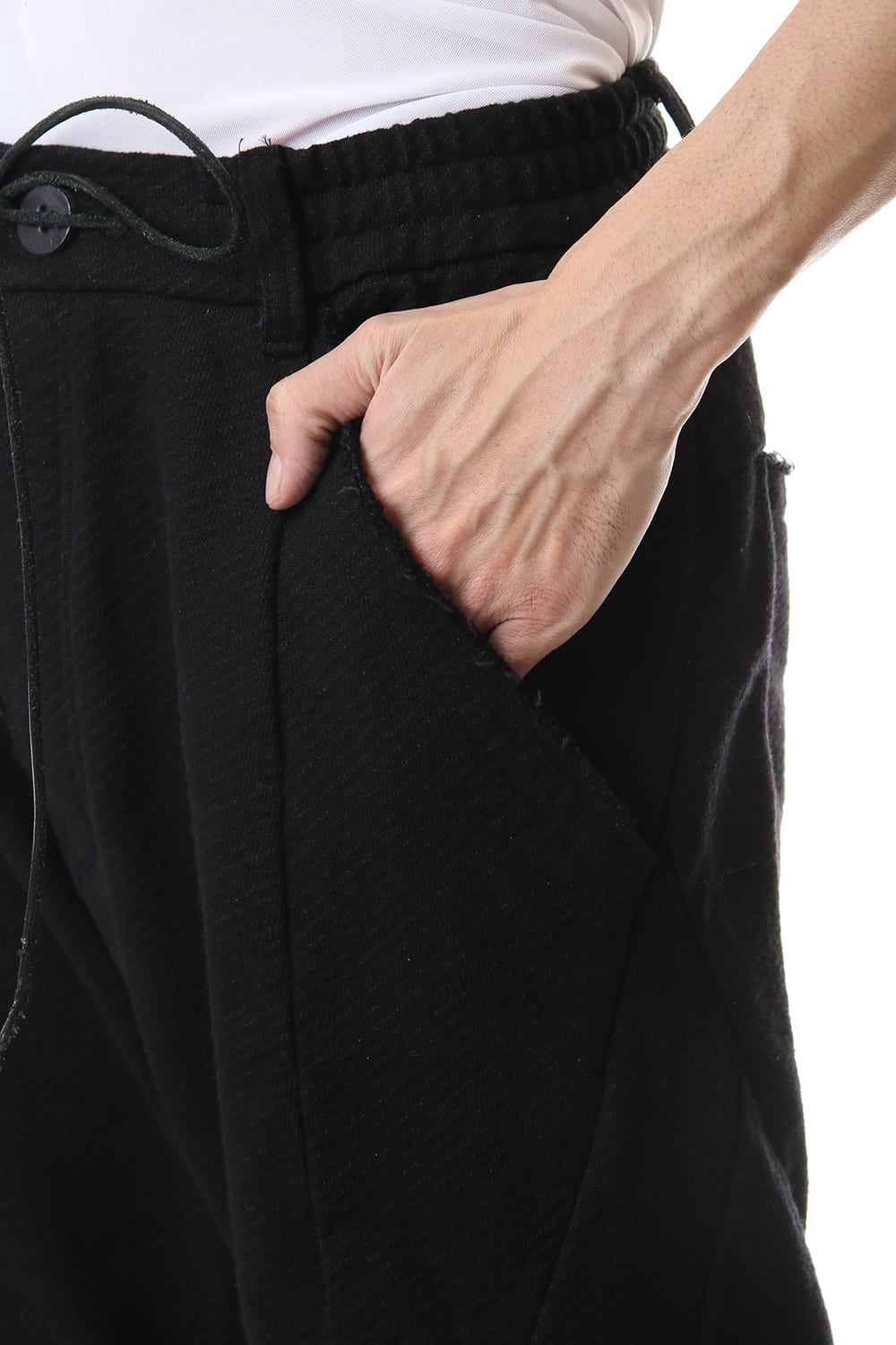 Heavy cotton jersey Drop crotch Cropped pants