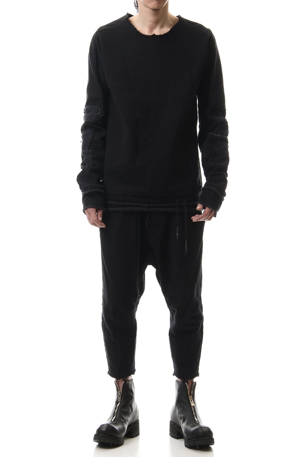 Heavy cotton jersey Drop crotch Cropped pants