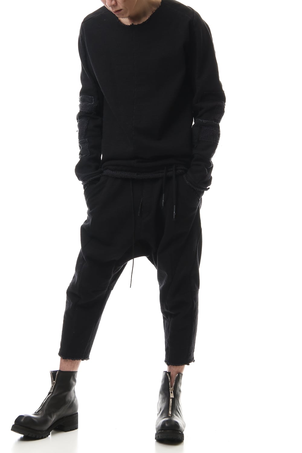 Heavy cotton jersey Drop crotch Cropped pants